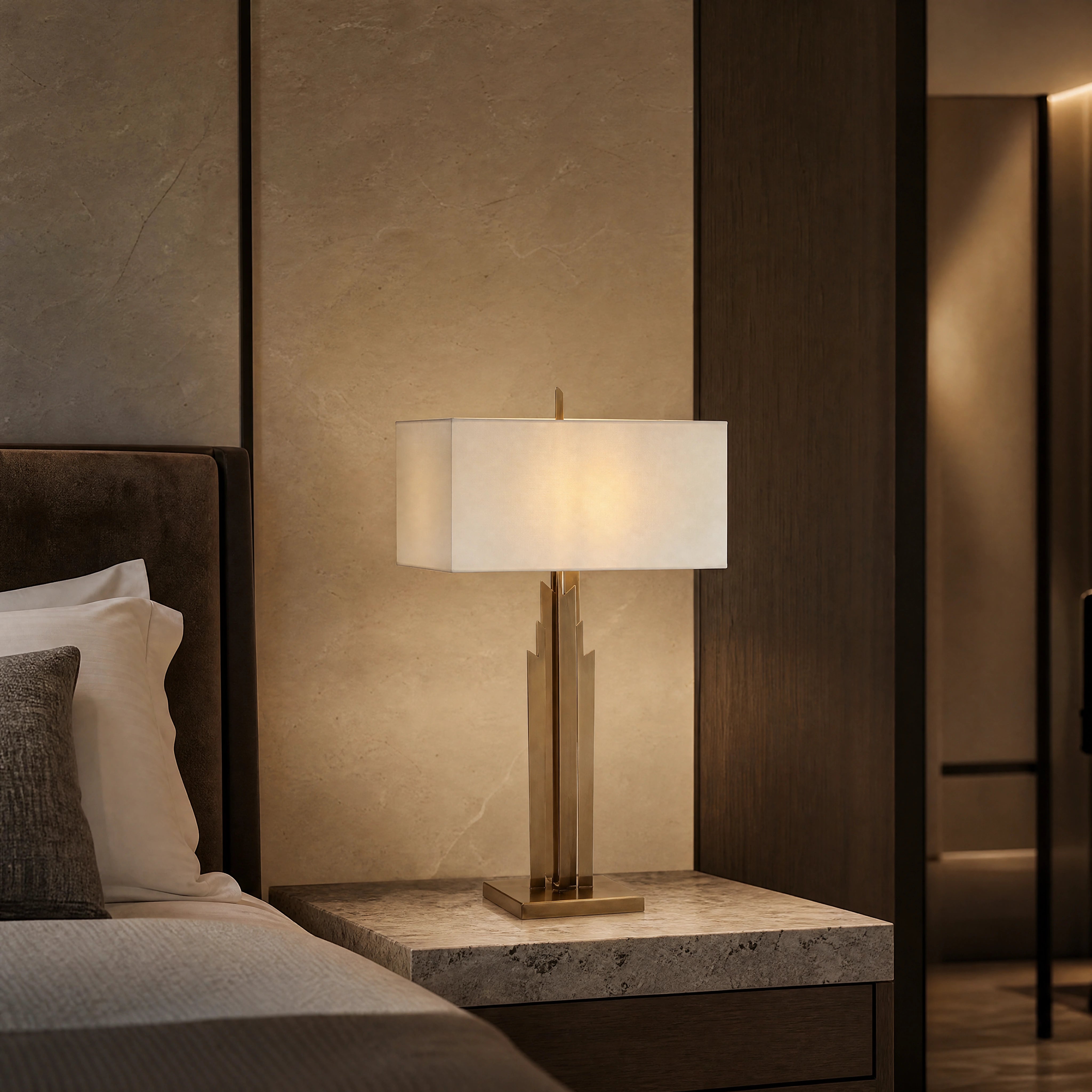 Carevo Antique Brass Skyscraper Table Lamp luxury hospitality interior lifestyle image by VORELLI