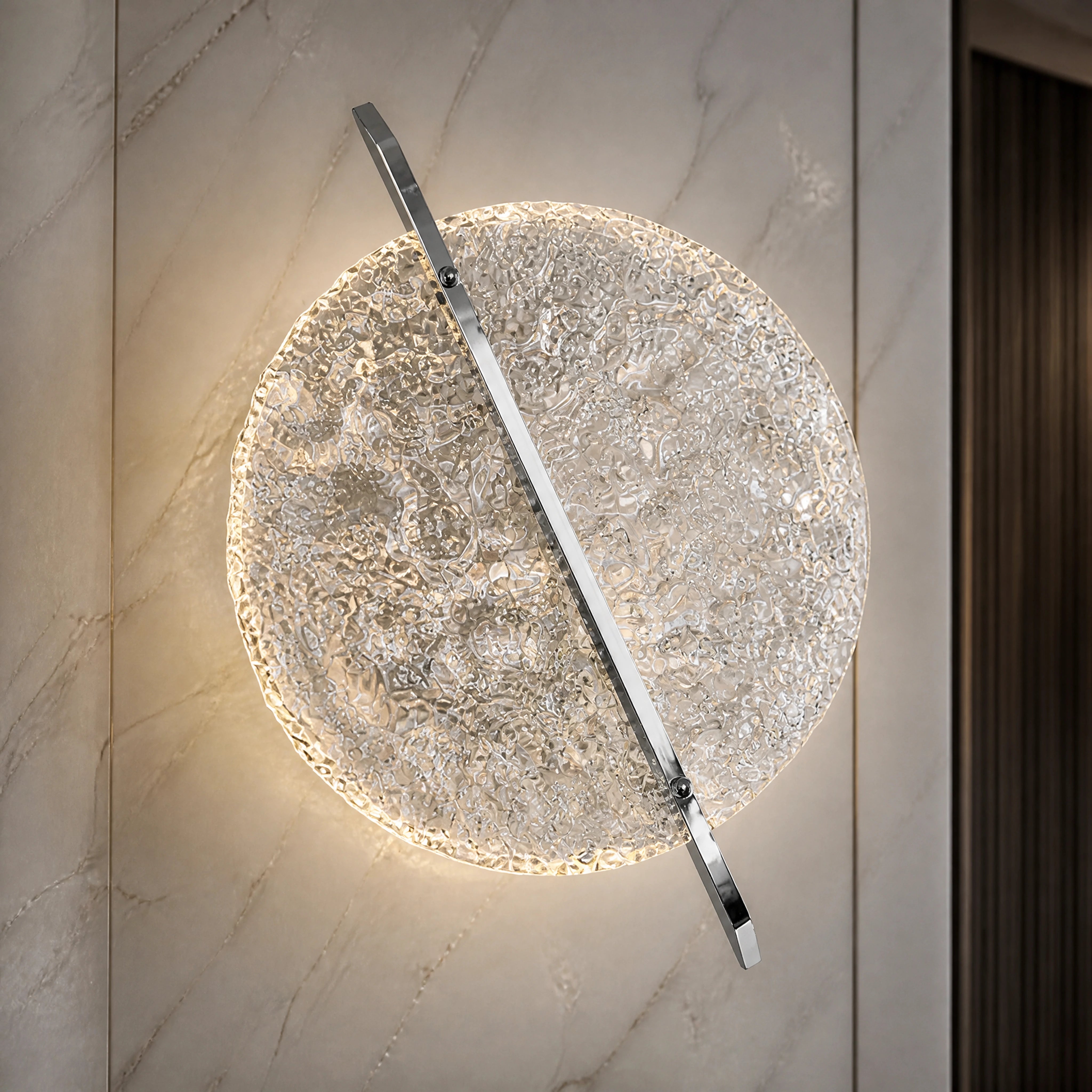 Carolina Planet Murano Glass Wall Light close-up luxury lifestyle hero image by VORELLI