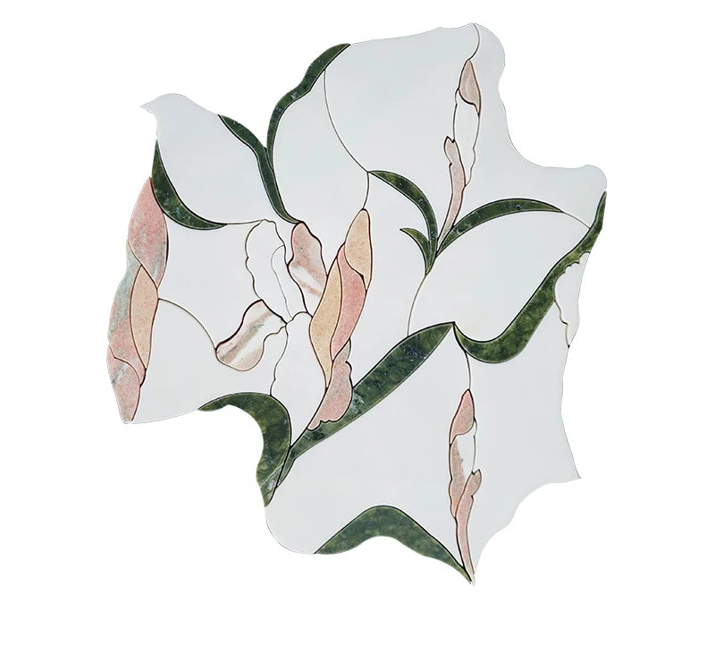 Carrara Verde Guatemala Waterjet Marble Mosaic luxury white, green waterjet marble mosaic for premium UK interiors