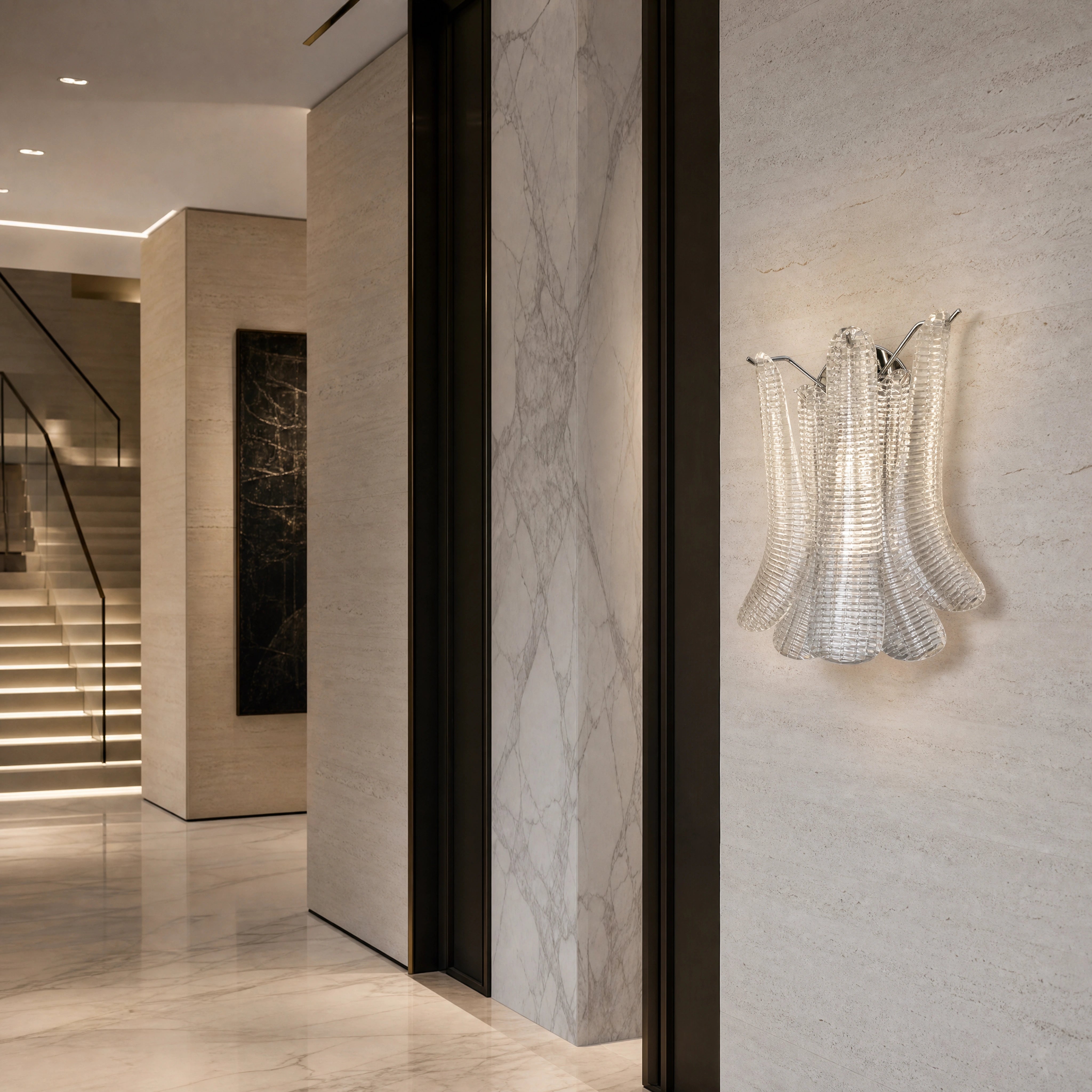 Catania Selle Murano Glass Wall Light UHNW private residence luxury lifestyle image by VORELLI