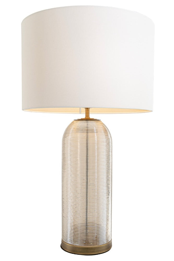 Churevo Ornate Brass Column Table Lamp by VORELLI, product hero image for bedrooms, consoles and hotel suites