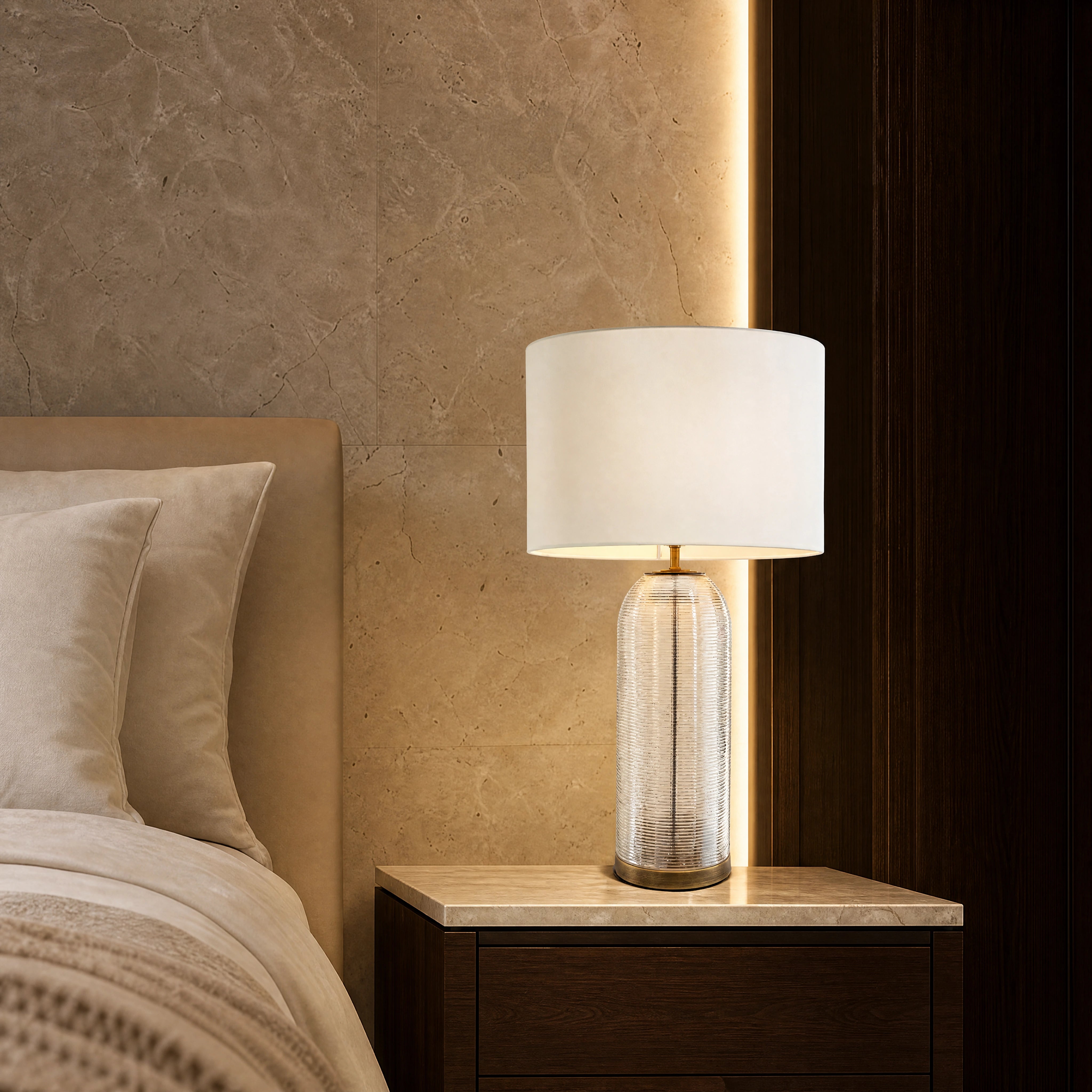 Churevo Ornate Brass Column Table Lamp luxury hospitality interior lifestyle image by VORELLI