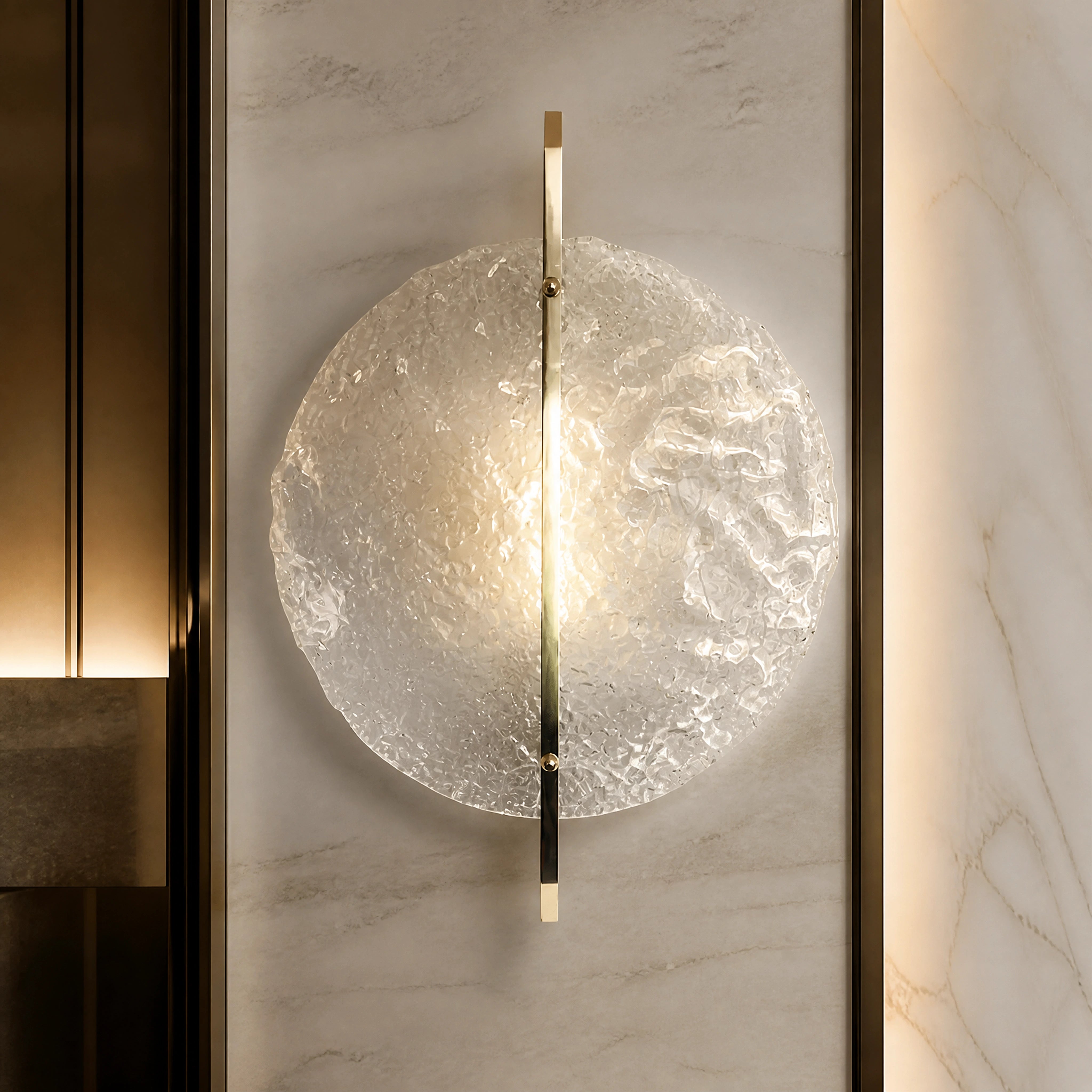Clementina Planet Murano Glass Wall Light close-up luxury lifestyle hero image by VORELLI