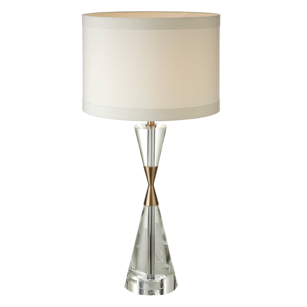 VORELLI® Dalmora crystal hourglass table lamp with brass detail