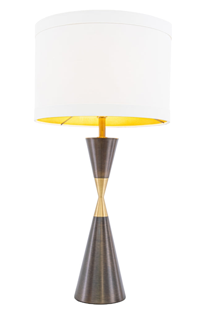 VORELLI® Dalmora dark brass table lamp with taupe shade