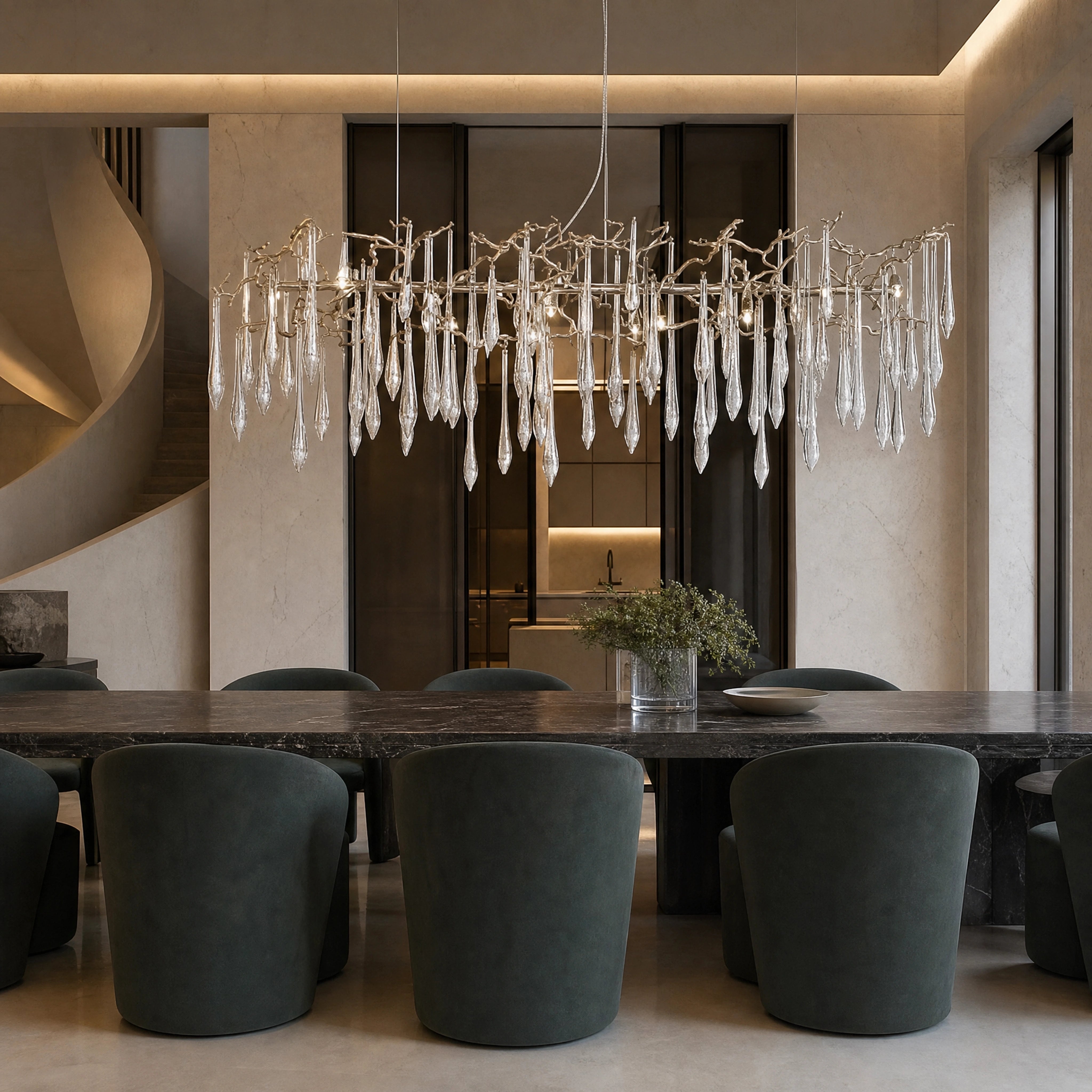 Eldoria Rectangular Chandelier UHNW private residence luxury lifestyle image by VORELLI