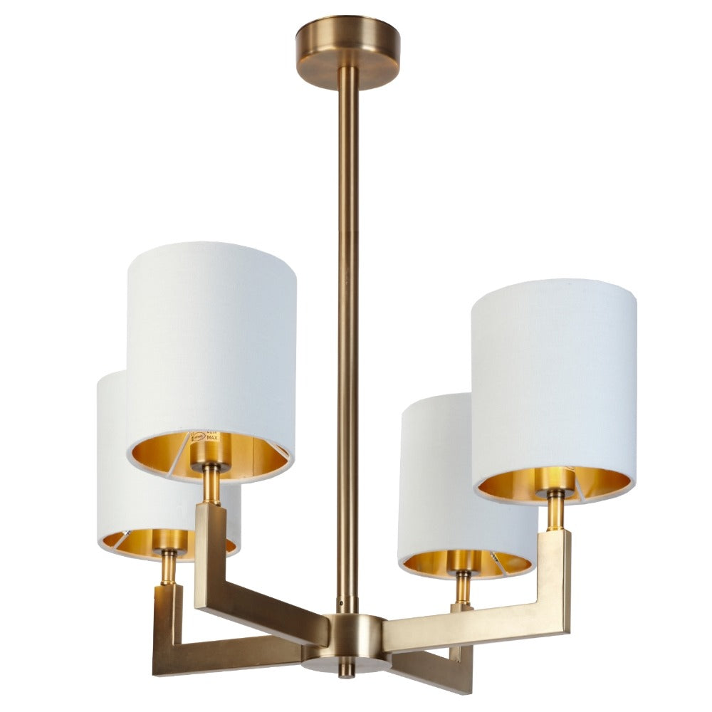 Elgaro Brass Cylinder Four-Arm Chandelier by VORELLI, product hero image for luxury residential and hospitality projects