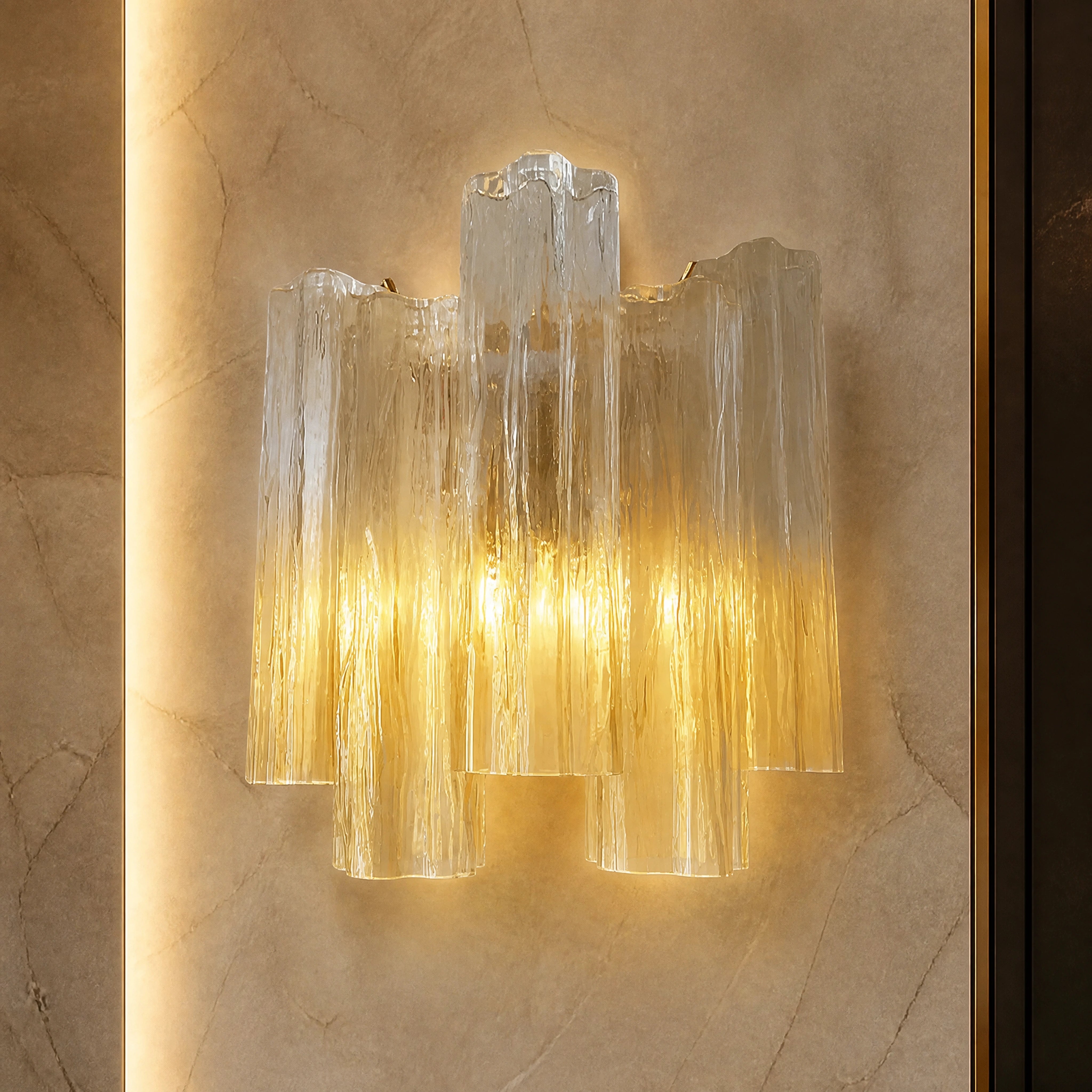 Eliana Tronchi Murano Glass Wall Light close-up luxury lifestyle hero image by VORELLI
