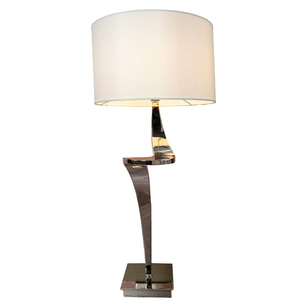 VORELLI® Elvoro polished nickel twist table lamp with fabric shade