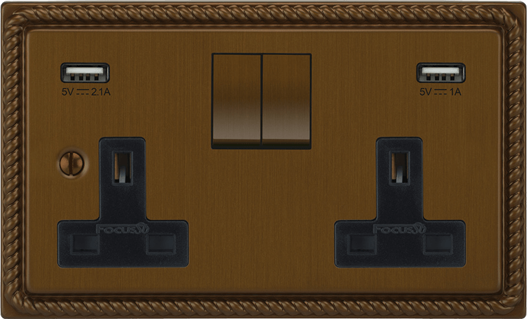 Georgian Double Socket + USB architectural switches view 5