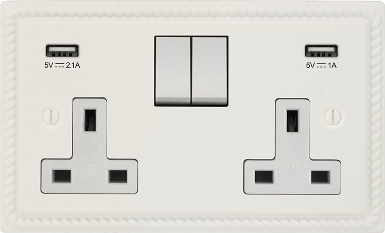 Georgian Double Socket + USB architectural switches view 8