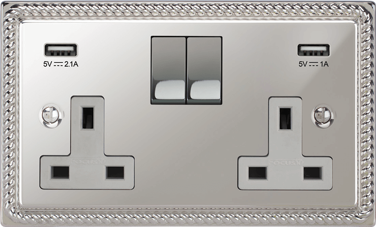 Georgian Double Socket + USB architectural switches view 10