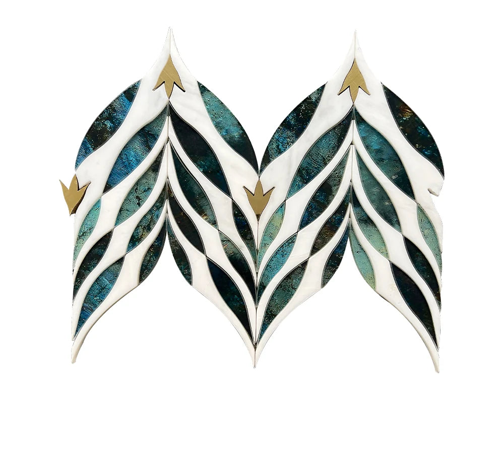 Gradient Leaf Waterjet Marble Mosaic luxury mixed waterjet marble mosaic for premium UK interiors