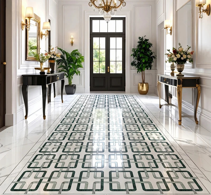 Green White Waterjet Marble Mosaic Tile by VORELLI®