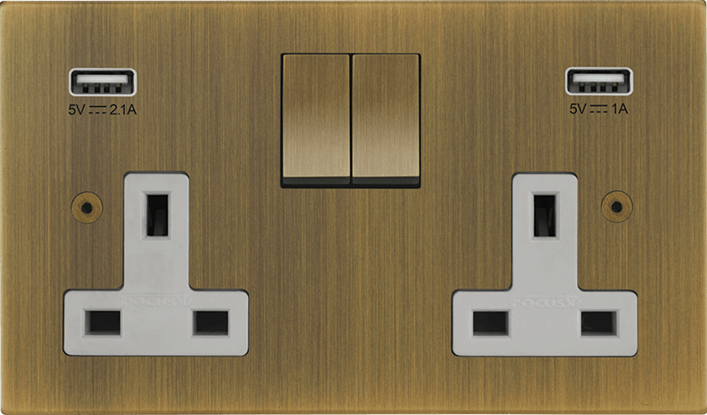 Horizon Square Double Socket + USB architectural switches view 4