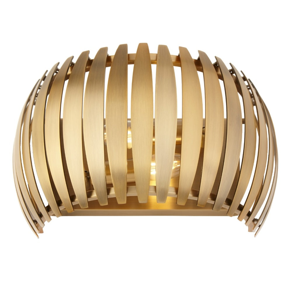 VORELLI® Kairo antique brass metal wall light with slatted design