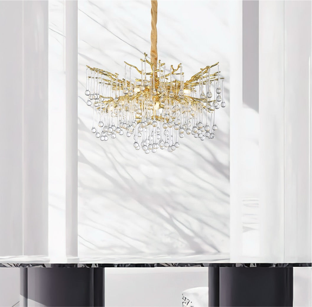 L’Albero d’Oro Pendant Light II styled above a luxury dining table in a modern interior