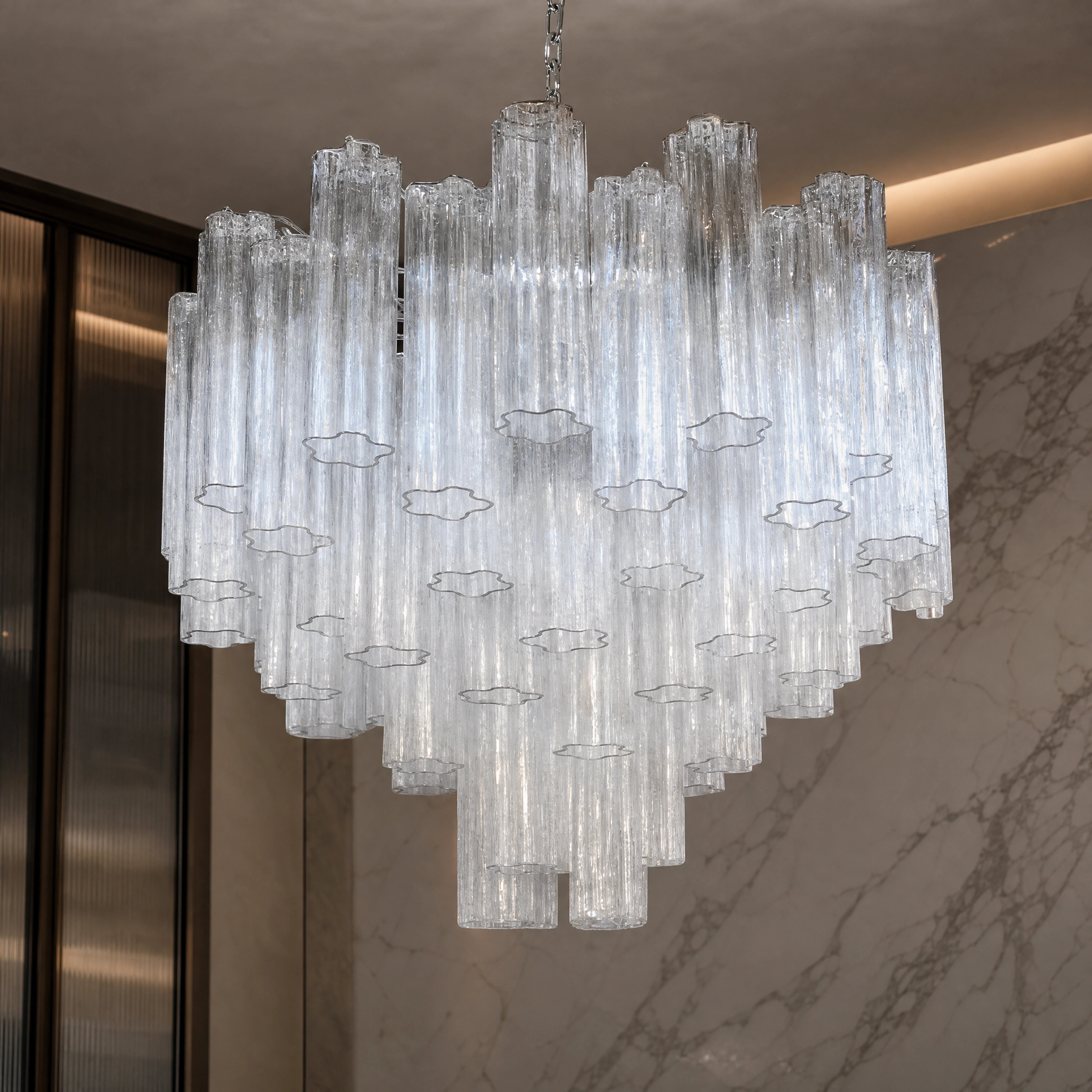 Lavinia Tronchi Murano Glass Circular Chandelier close-up luxury lifestyle hero image by VORELLI