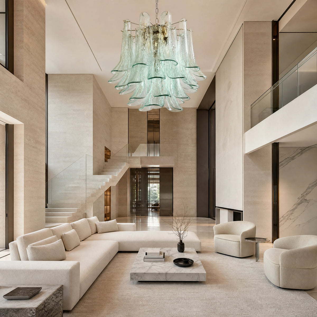 Lecce Selle Murano Glass Circular Chandelier UHNW private residence luxury lifestyle image by VORELLI