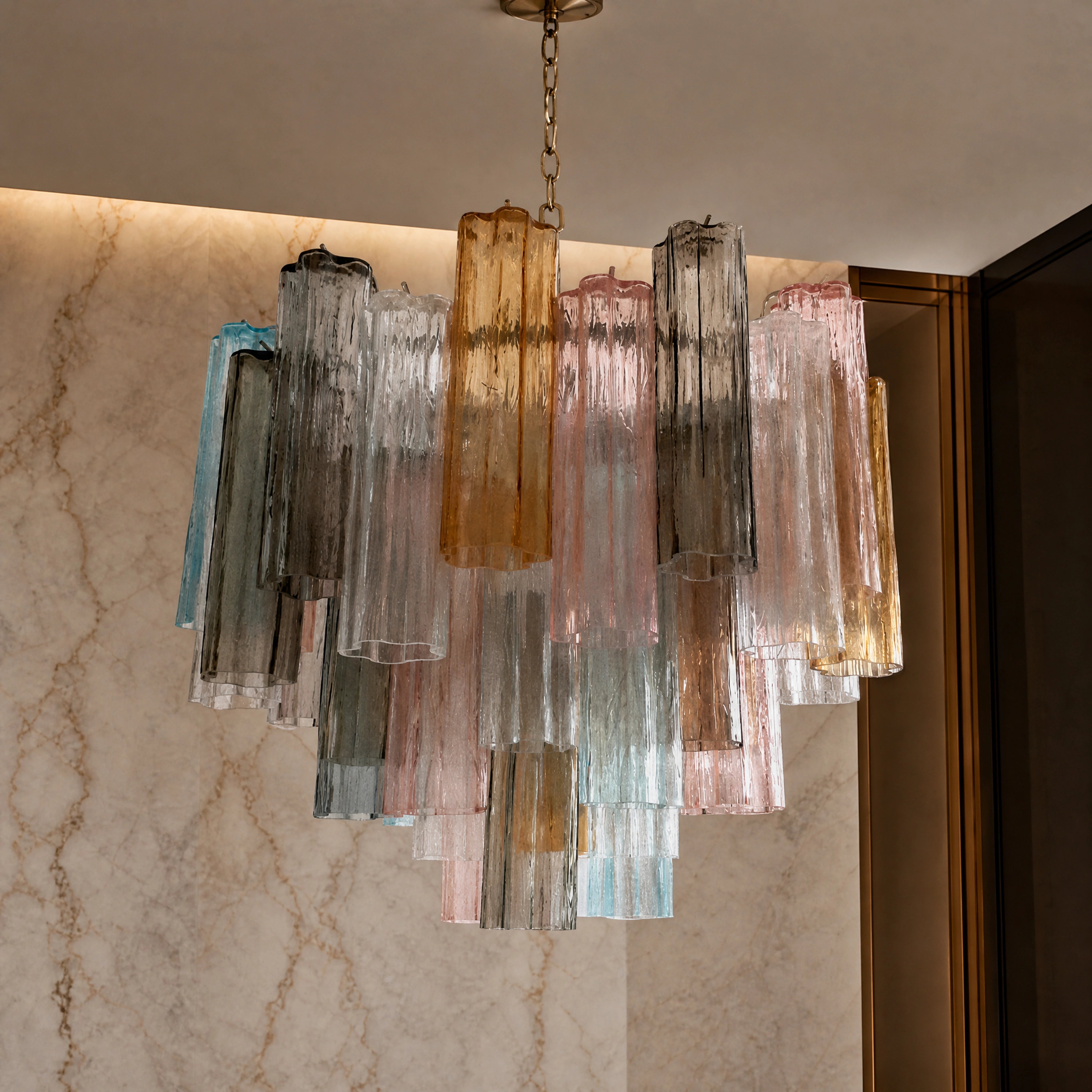 Liliana Tronchi Murano Glass Circular Chandelier close-up luxury lifestyle hero image by VORELLI