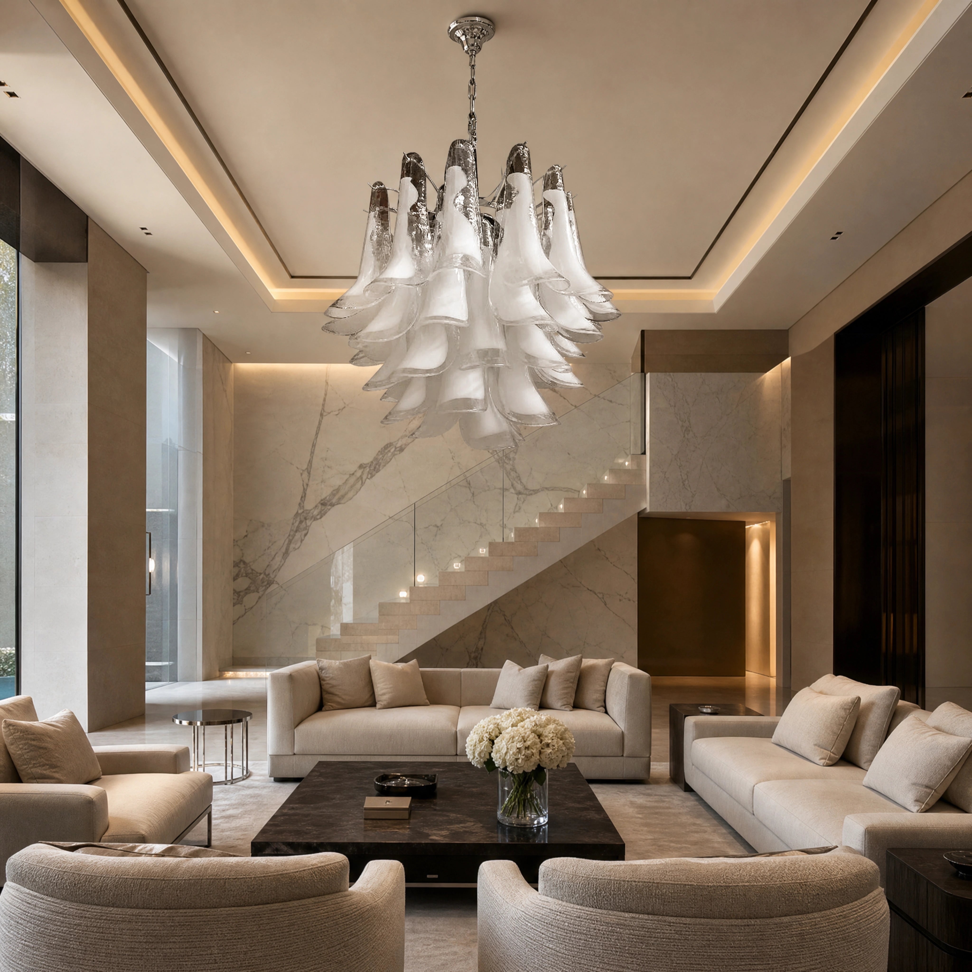 Livorno Selle Murano Glass Circular Chandelier UHNW private residence luxury lifestyle image by VORELLI