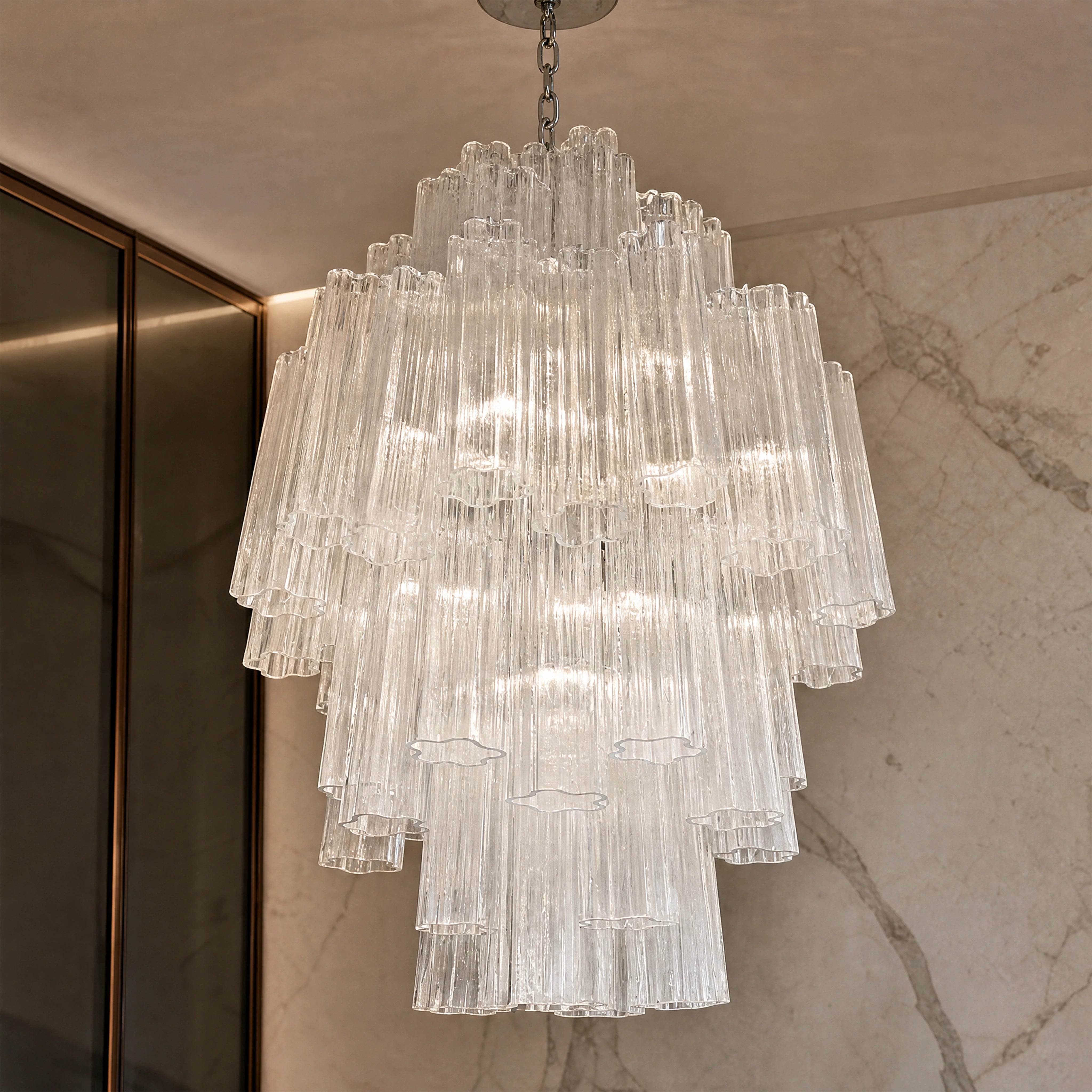 Loretta Tronchi Murano Glass Circular Chandelier close-up luxury lifestyle hero image by VORELLI
