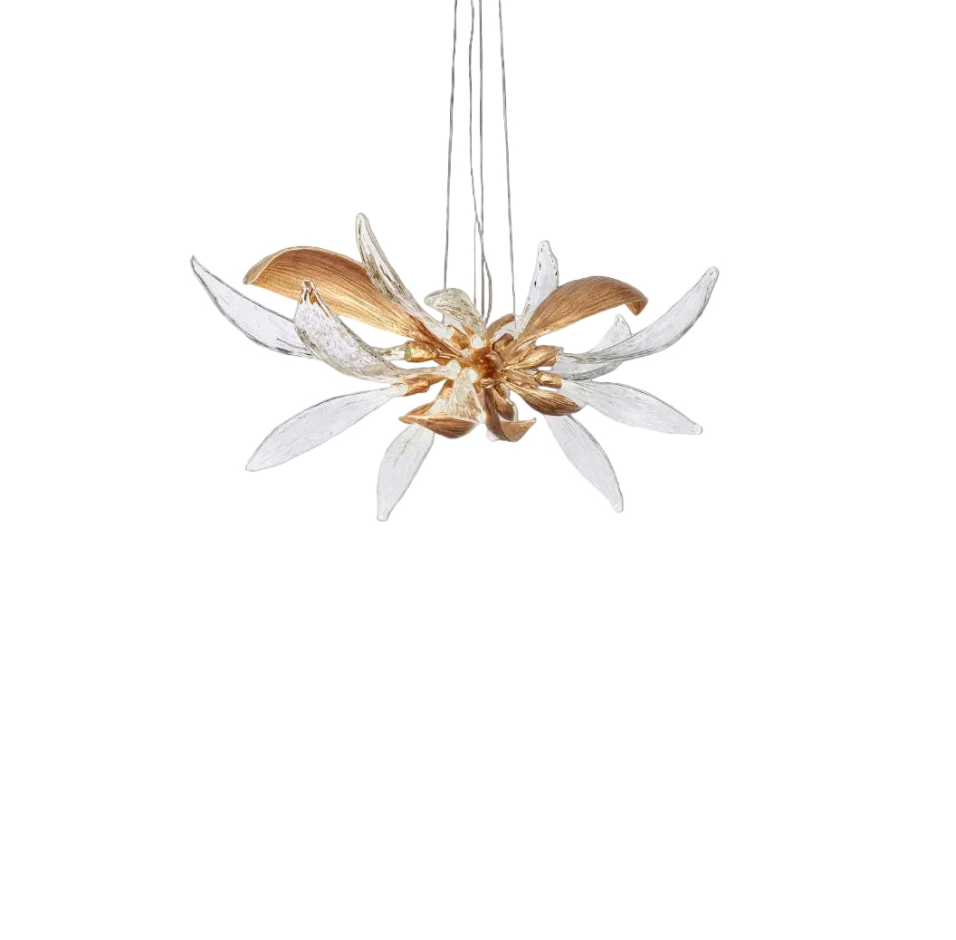 Luciana Circular Chandelier II with sculpted glass petals in a floral design by VORELLI®