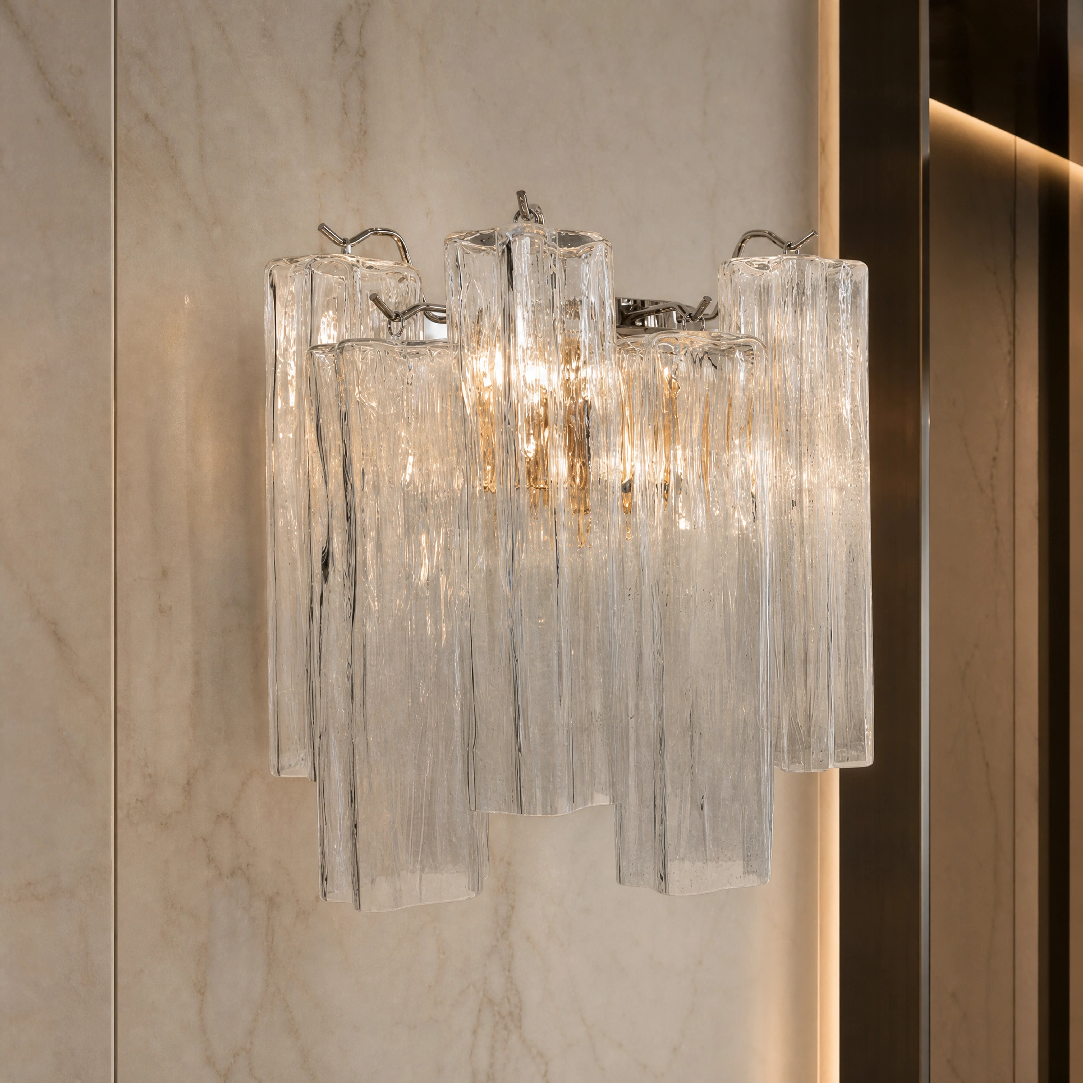 Lucrezia Tronchi Murano Glass Wall Light close-up luxury lifestyle hero image by VORELLI