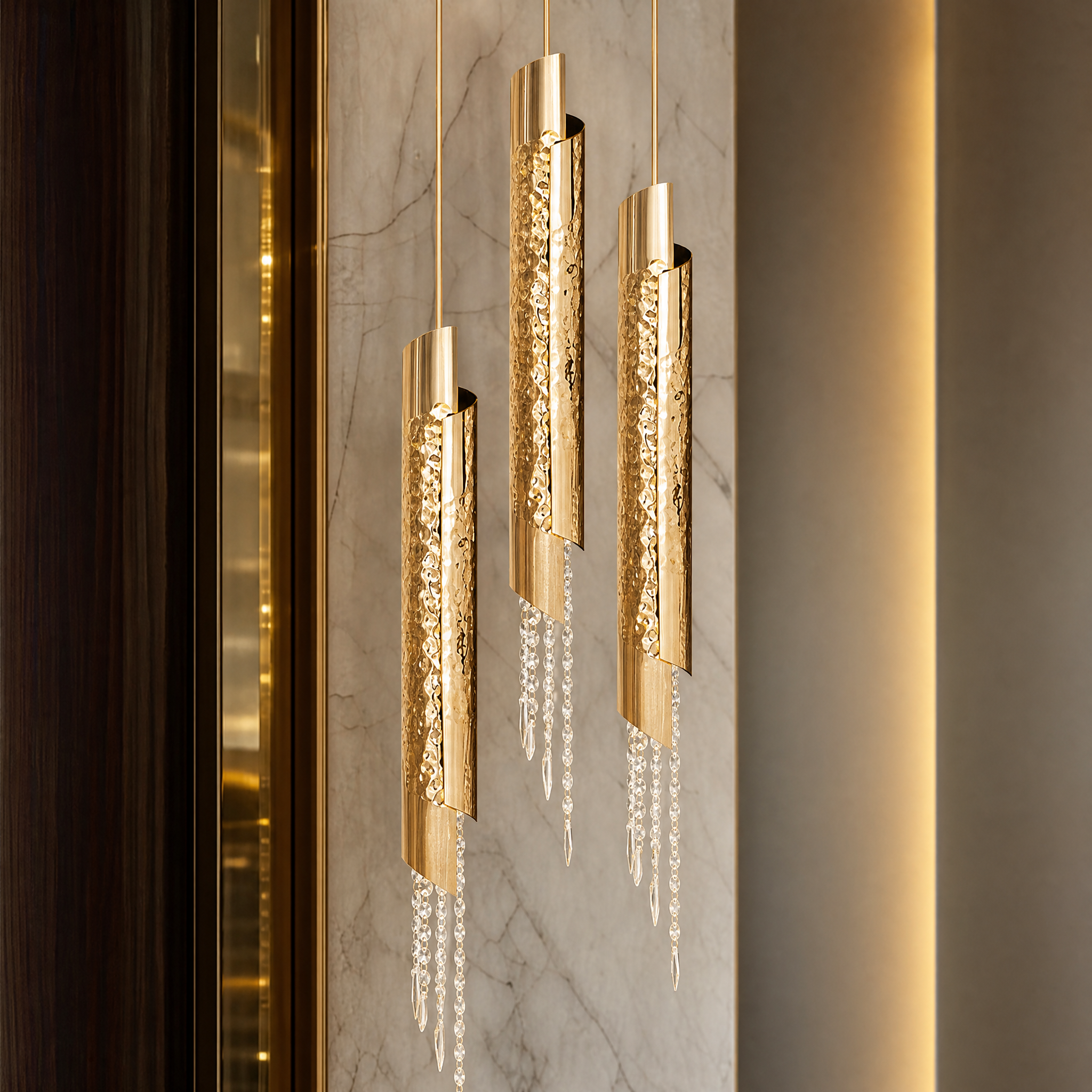 Avolto Luxury Pendant Staircase Chandelier close-up craftsmanship detail image by VORELLI