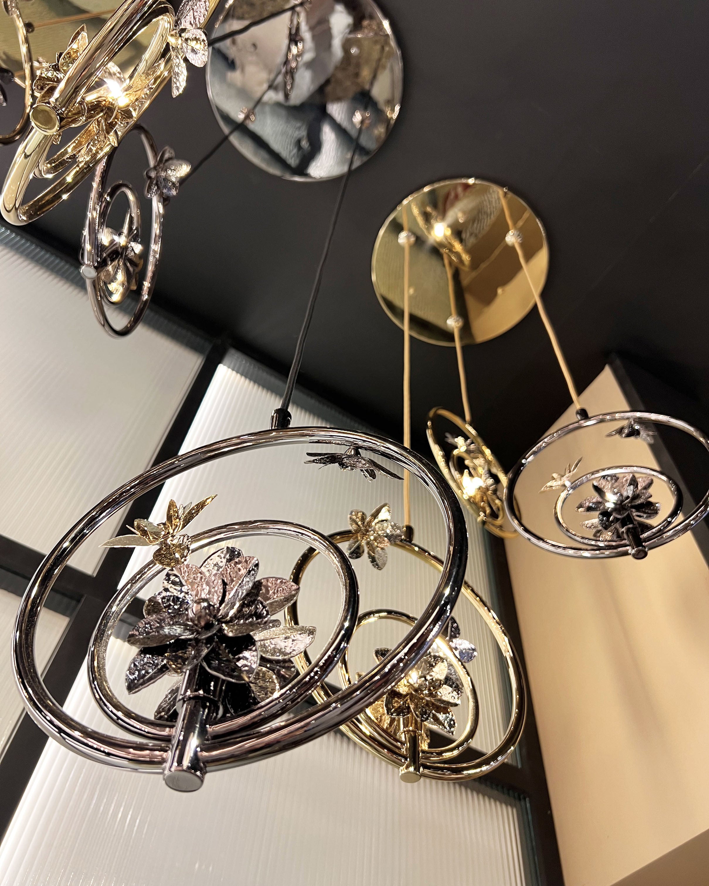 Close-up detail of VORELLI® Botticelli Luxury Pendant Staircase Chandelier showing luxury finish and craftsmanship
