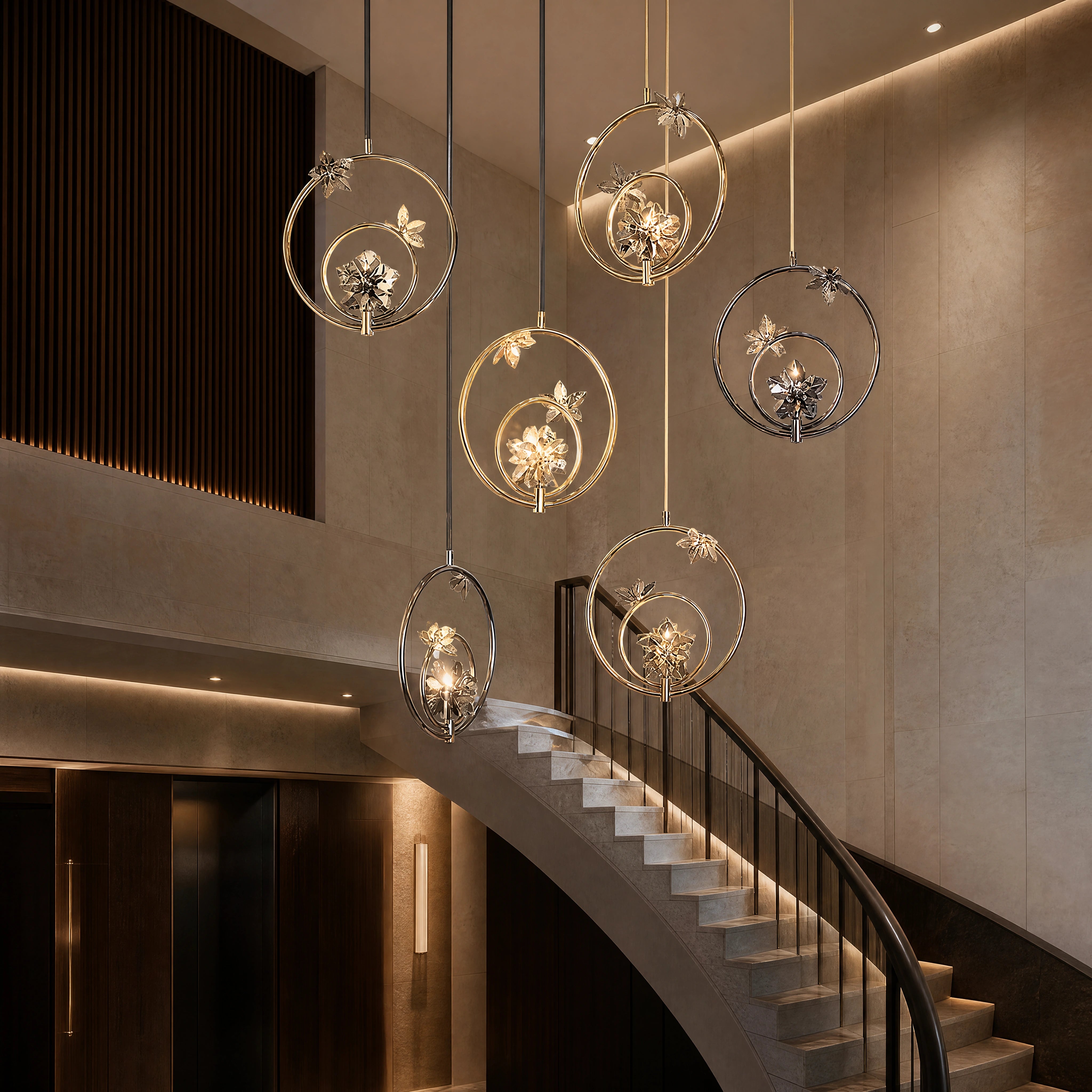 Botticelli Pendant Staircase Chandelier luxury hospitality interior lifestyle image by VORELLI