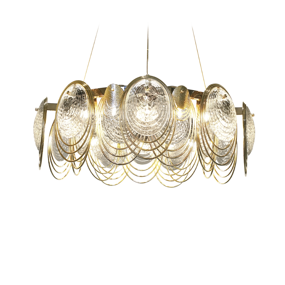 Close-up detail of VORELLI® Coral Round Luxury Chandelier showing luxury finish and craftsmanship