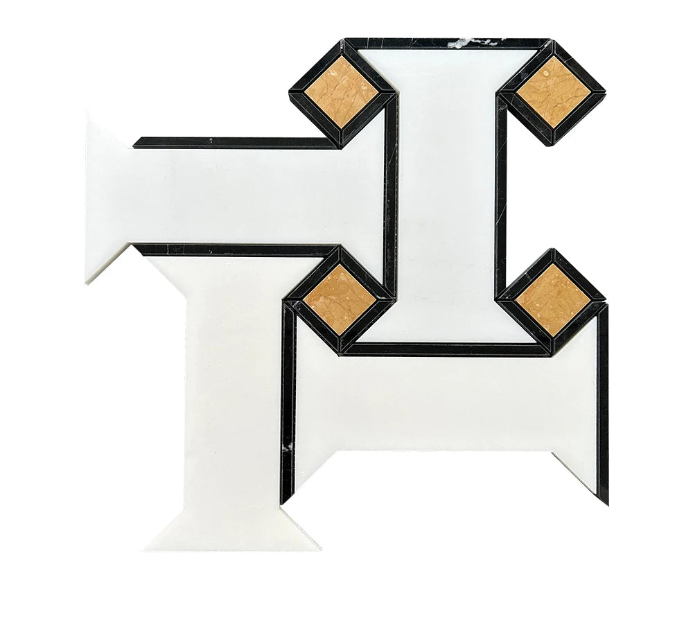 Luxury I Shaped Waterjet Marble Mosaic luxury mixed waterjet marble mosaic for premium UK interiors