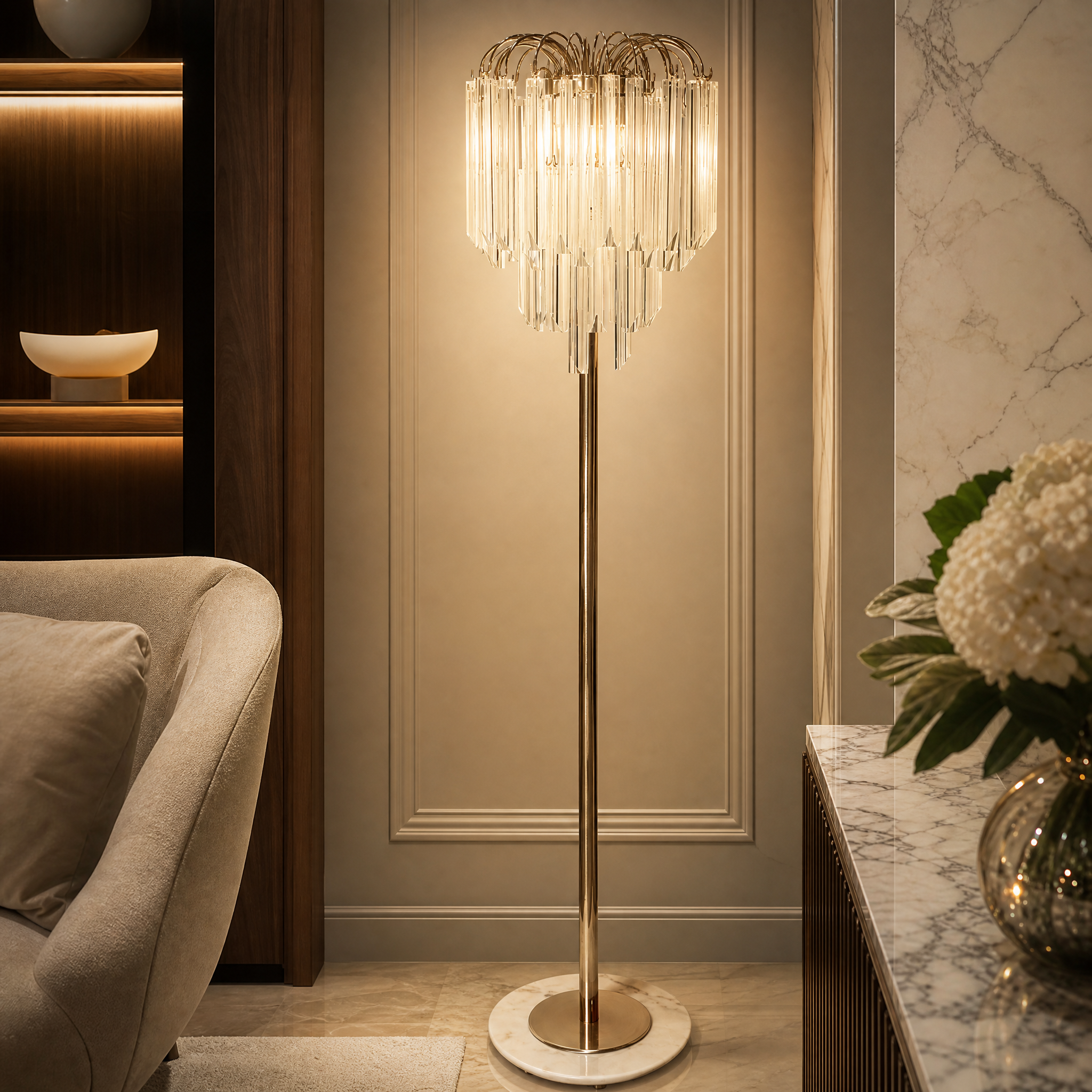 Lotus Luxury Floor Lamp close-up craftsmanship detail image by VORELLI