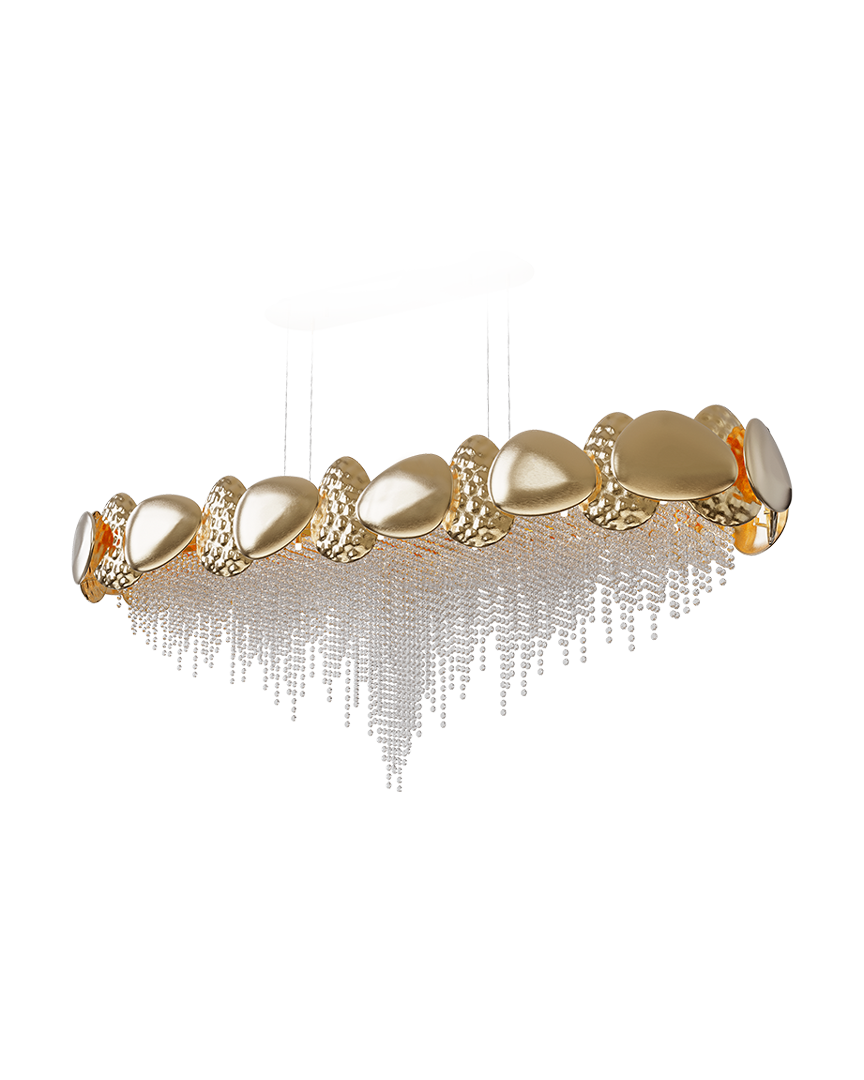 Close-up detail of VORELLI® Mastery Luxury Rectangular Chandelier showing luxury finish and craftsmanship