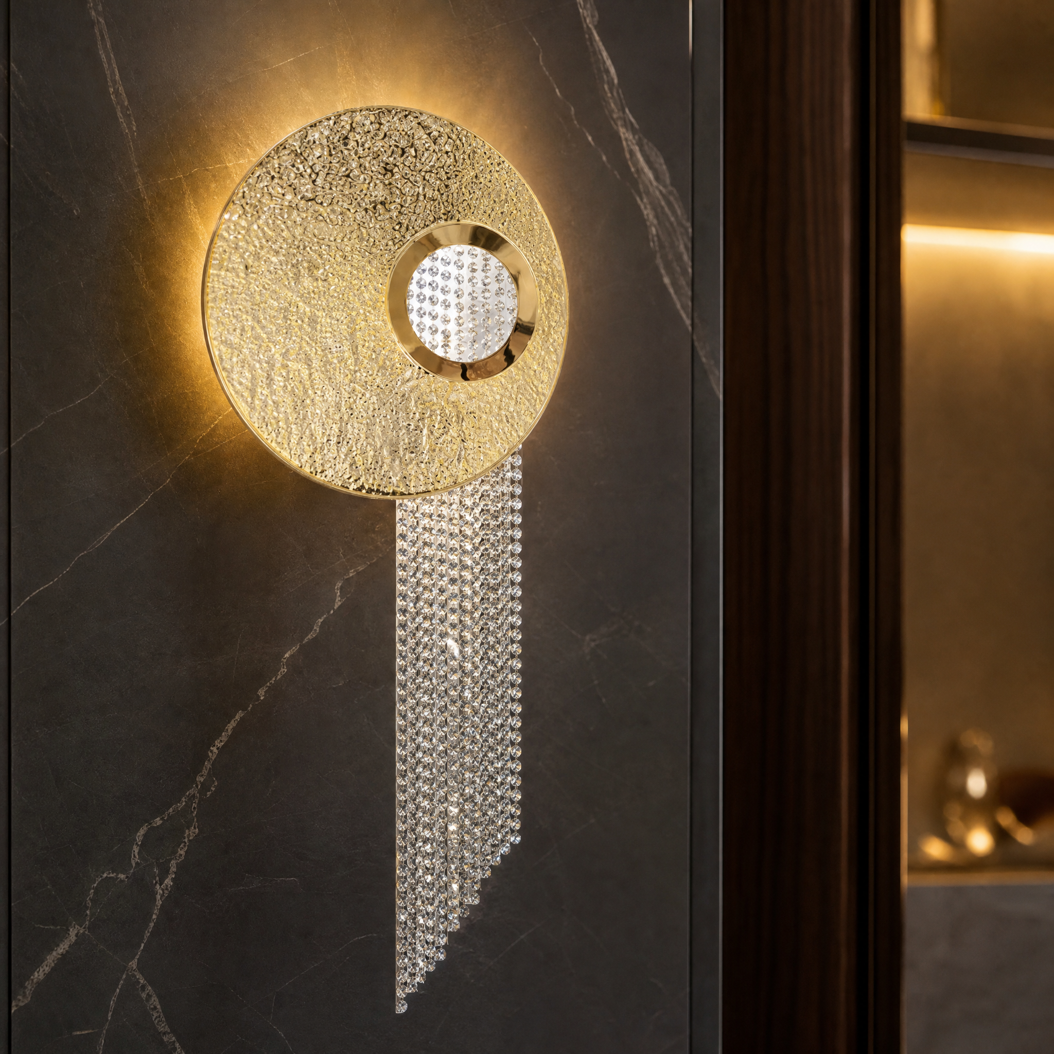 Ravel Crystal Luxury Wall Light close-up craftsmanship detail image by VORELLI