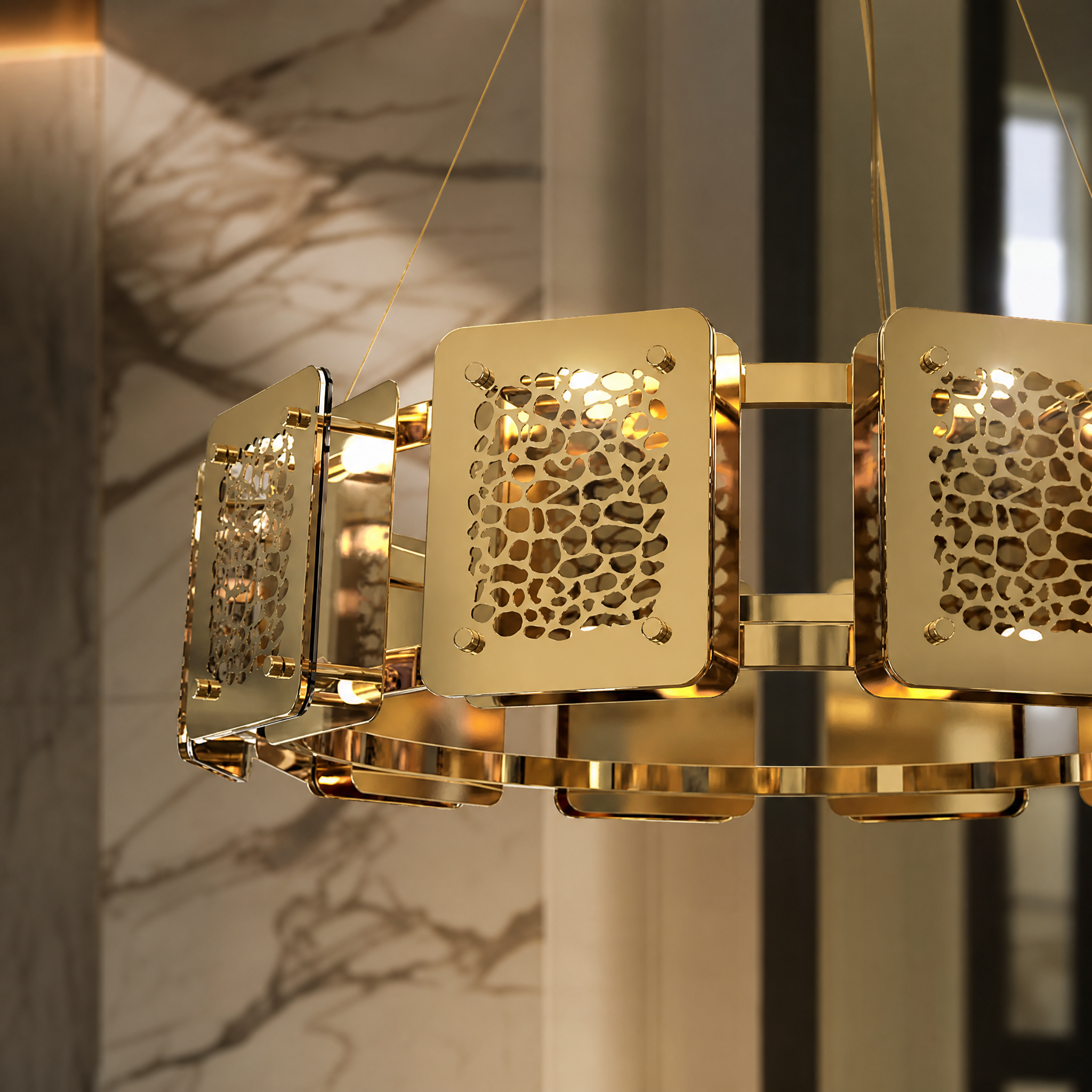 Safari Round Luxury Chandelier close-up craftsmanship detail image by VORELLI