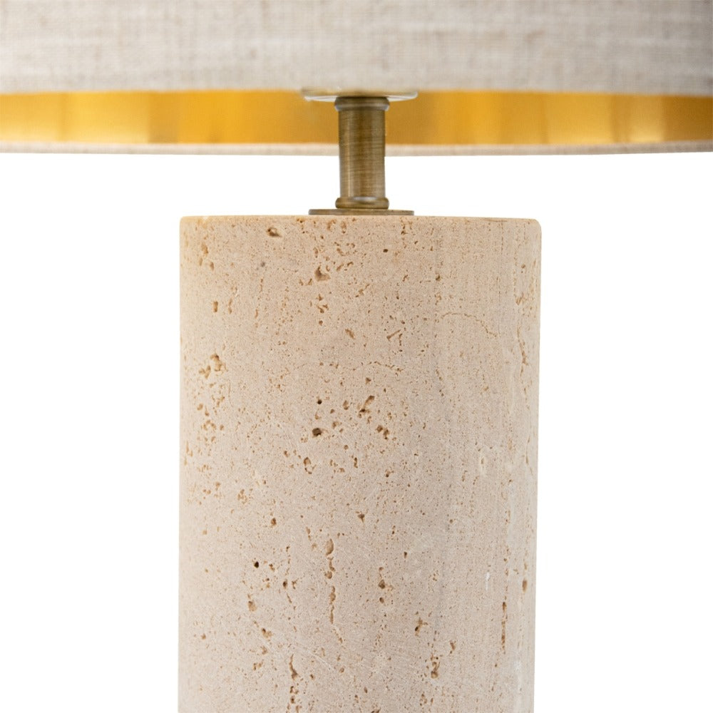 Maltera Travertine Vintage Brass Table Lamp by VORELLI, table lamp product image for bedrooms, consoles and hotel suites