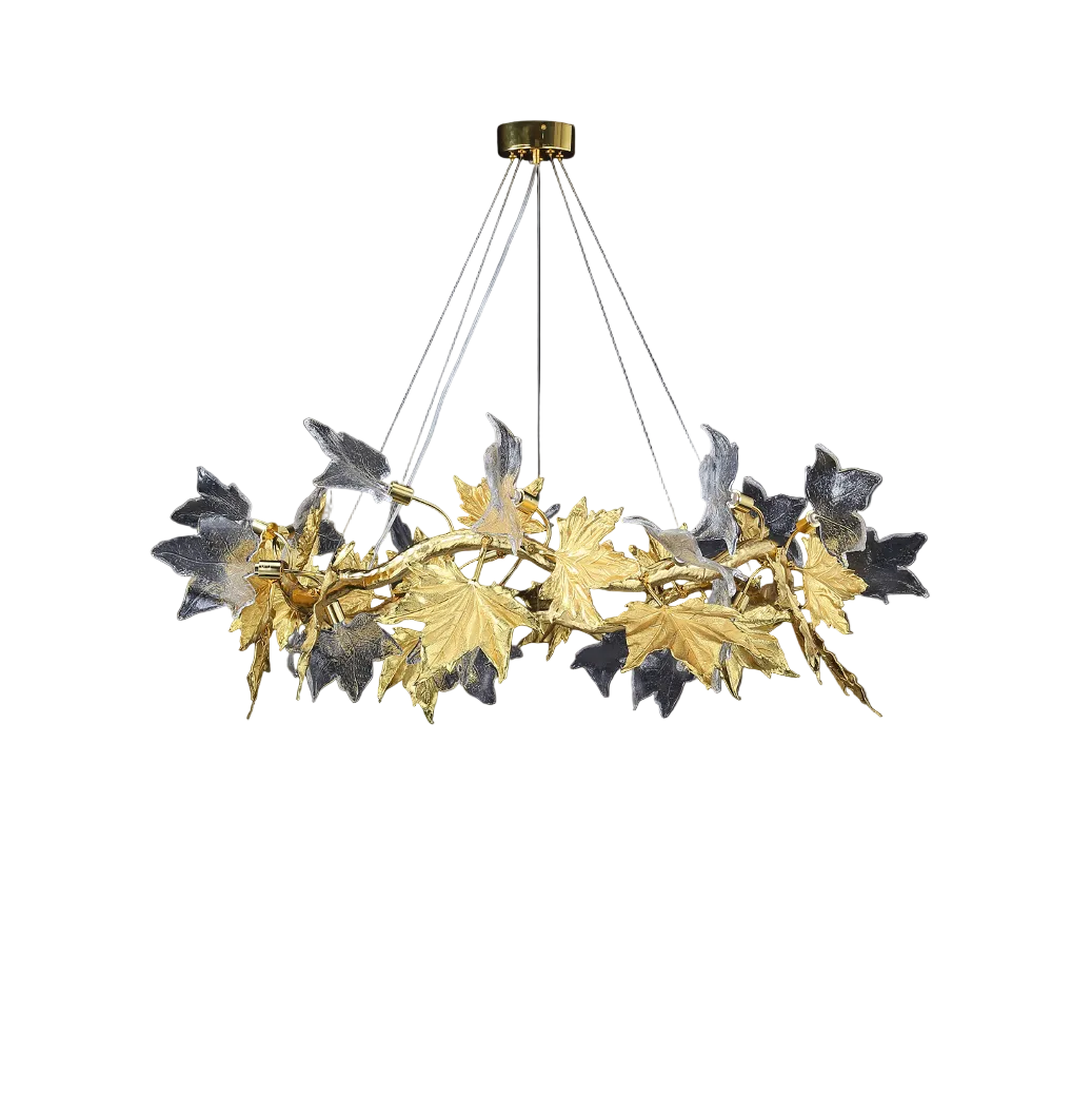 Luxury circular chandelier with sculptural leaf detailing by VORELLI®
