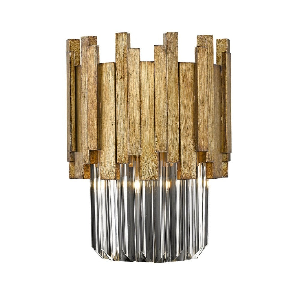 VORELLI® Marenza antique gold wall light with clear glass detailing