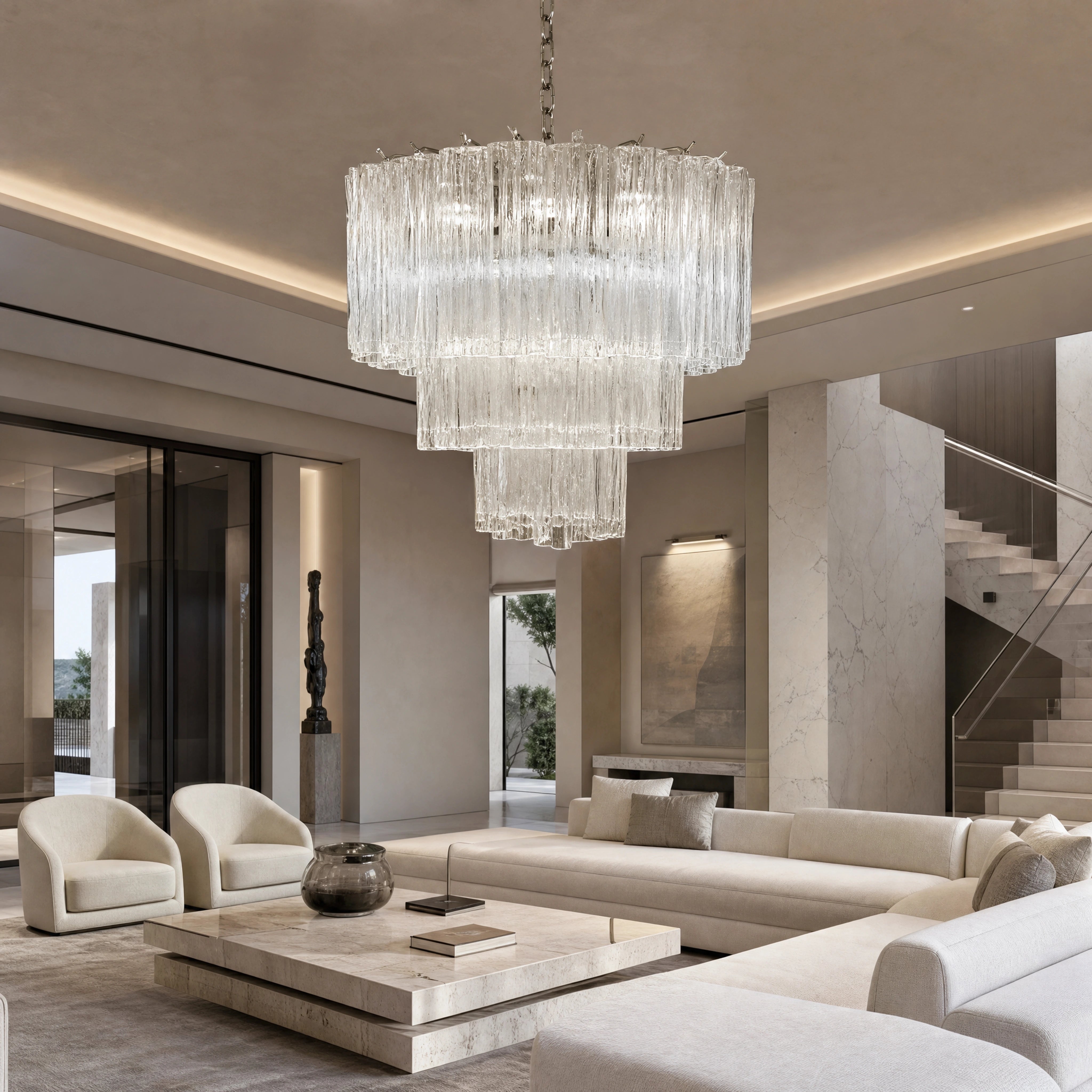 Maristella Tronchi Murano Glass Circular Chandelier UHNW private residence luxury lifestyle image by VORELLI