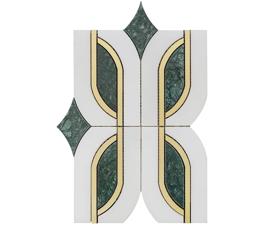 Metal Green Bathroom Waterjet Marble Mosaic luxury green waterjet marble mosaic for premium UK interiors