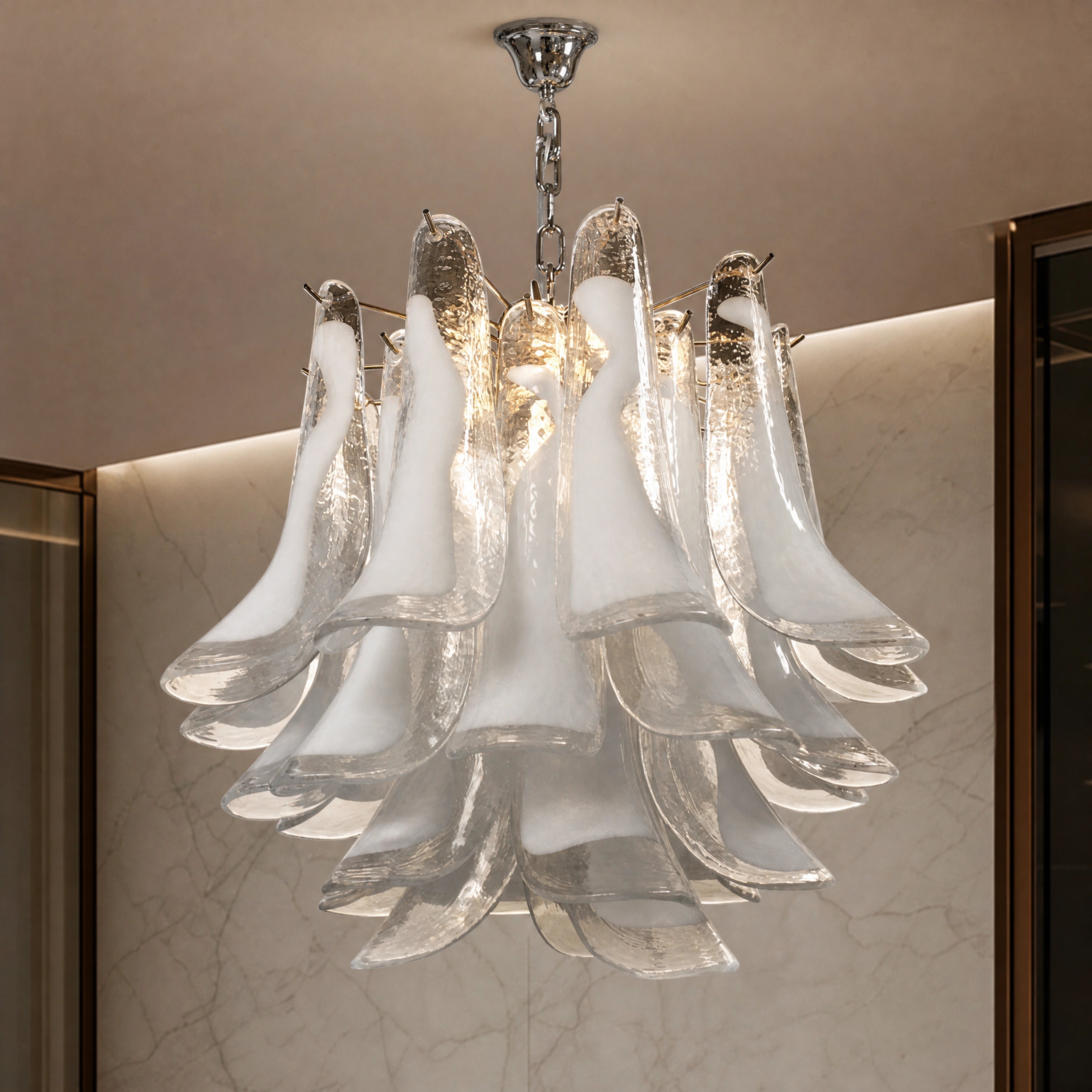 Montepulciano Selle Murano Glass Circular Chandelier close-up luxury lifestyle hero image by VORELLI
