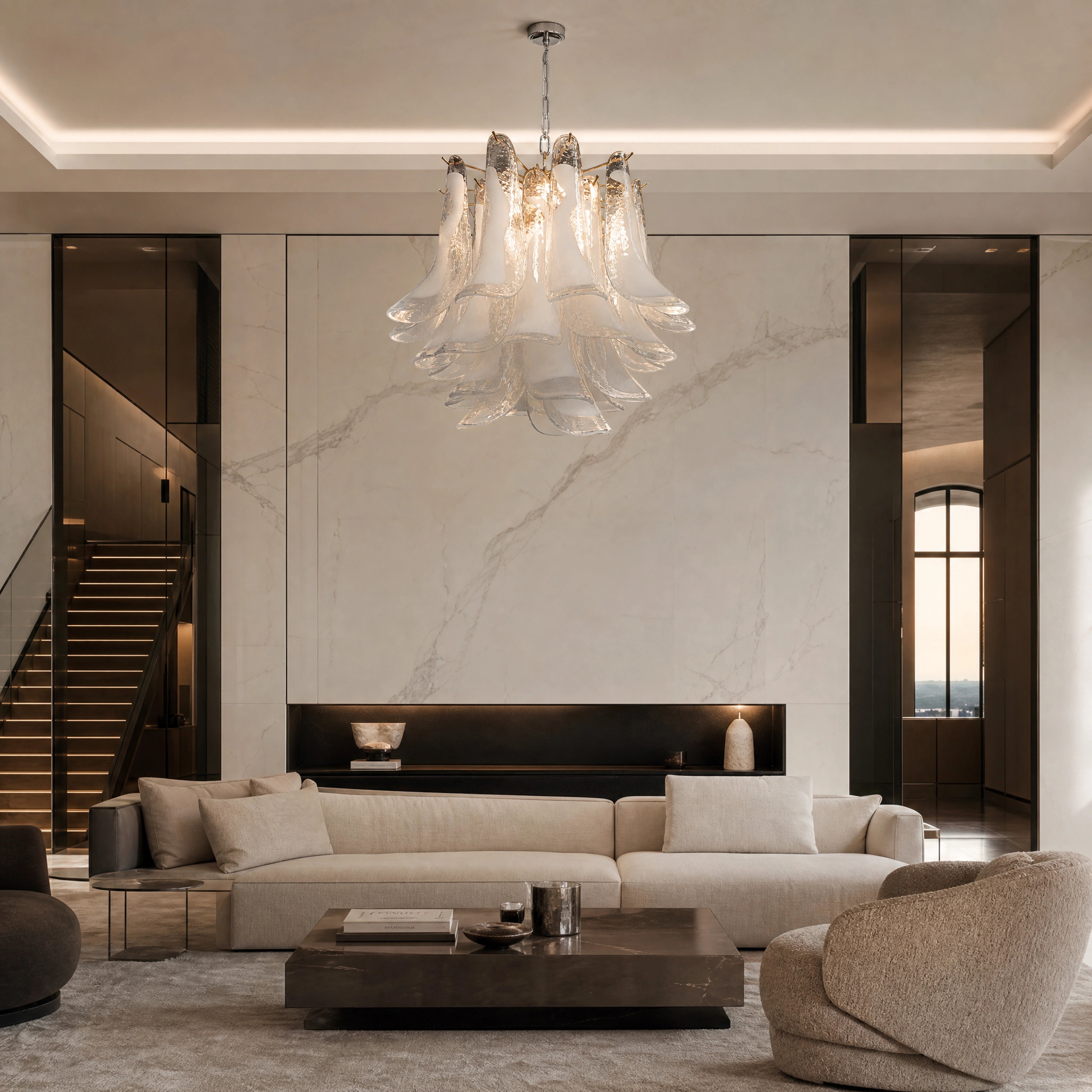 Montepulciano Selle Murano Glass Circular Chandelier UHNW private residence luxury lifestyle image by VORELLI