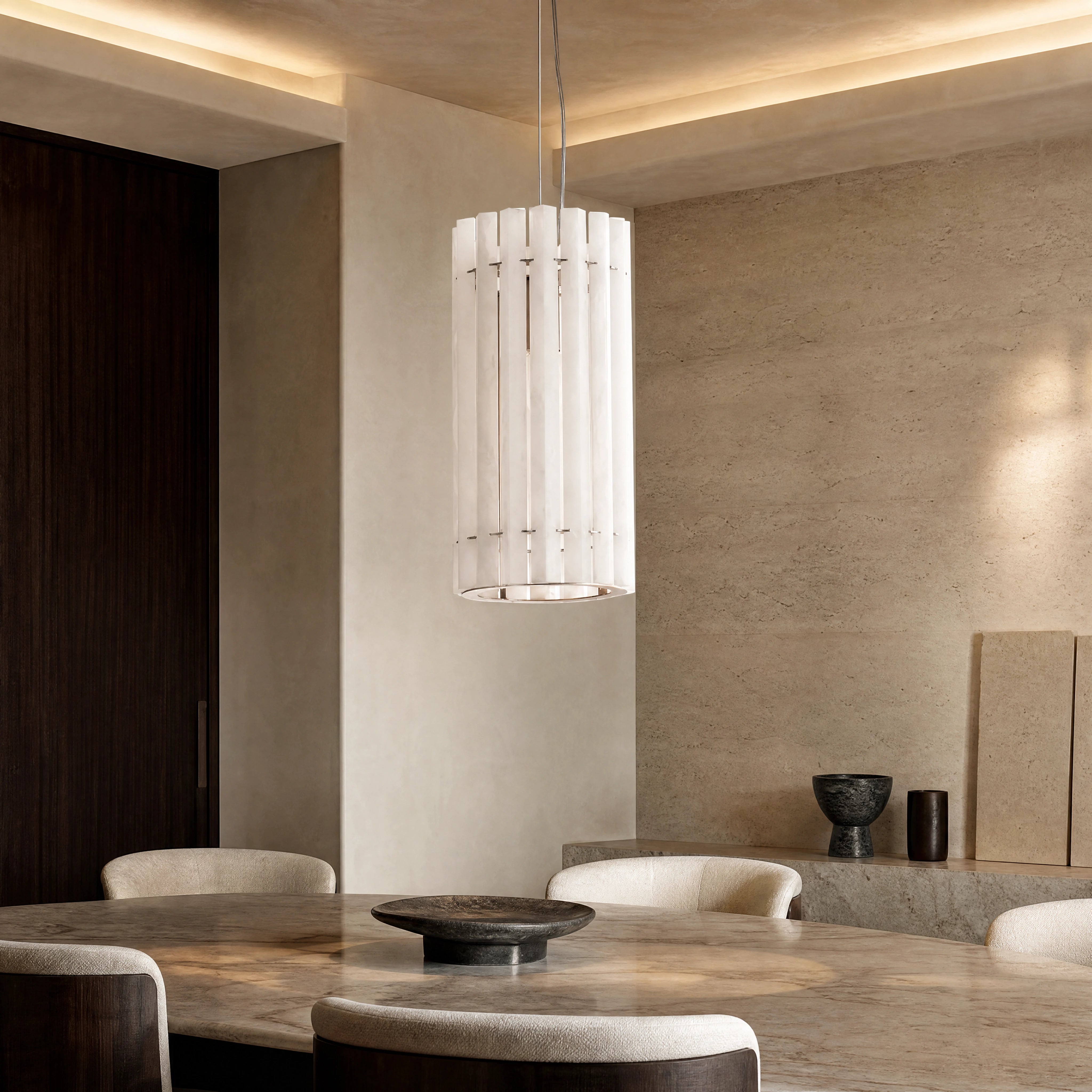 Morvena Antique Brass Globe Pendant UHNW private residence luxury lifestyle image by VORELLI