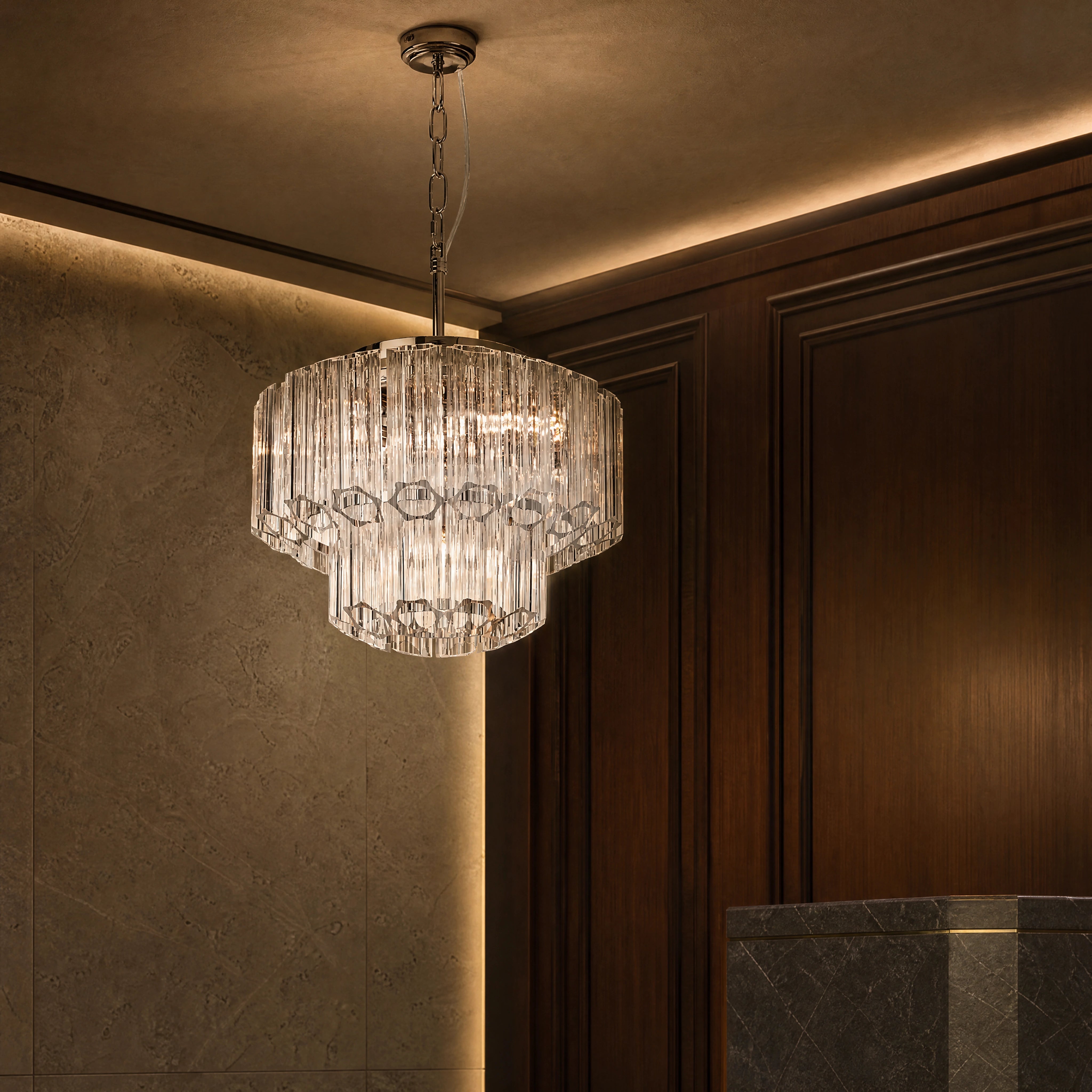 Nassevo Antique Brass Small Chandelier luxury hospitality interior lifestyle image by VORELLI