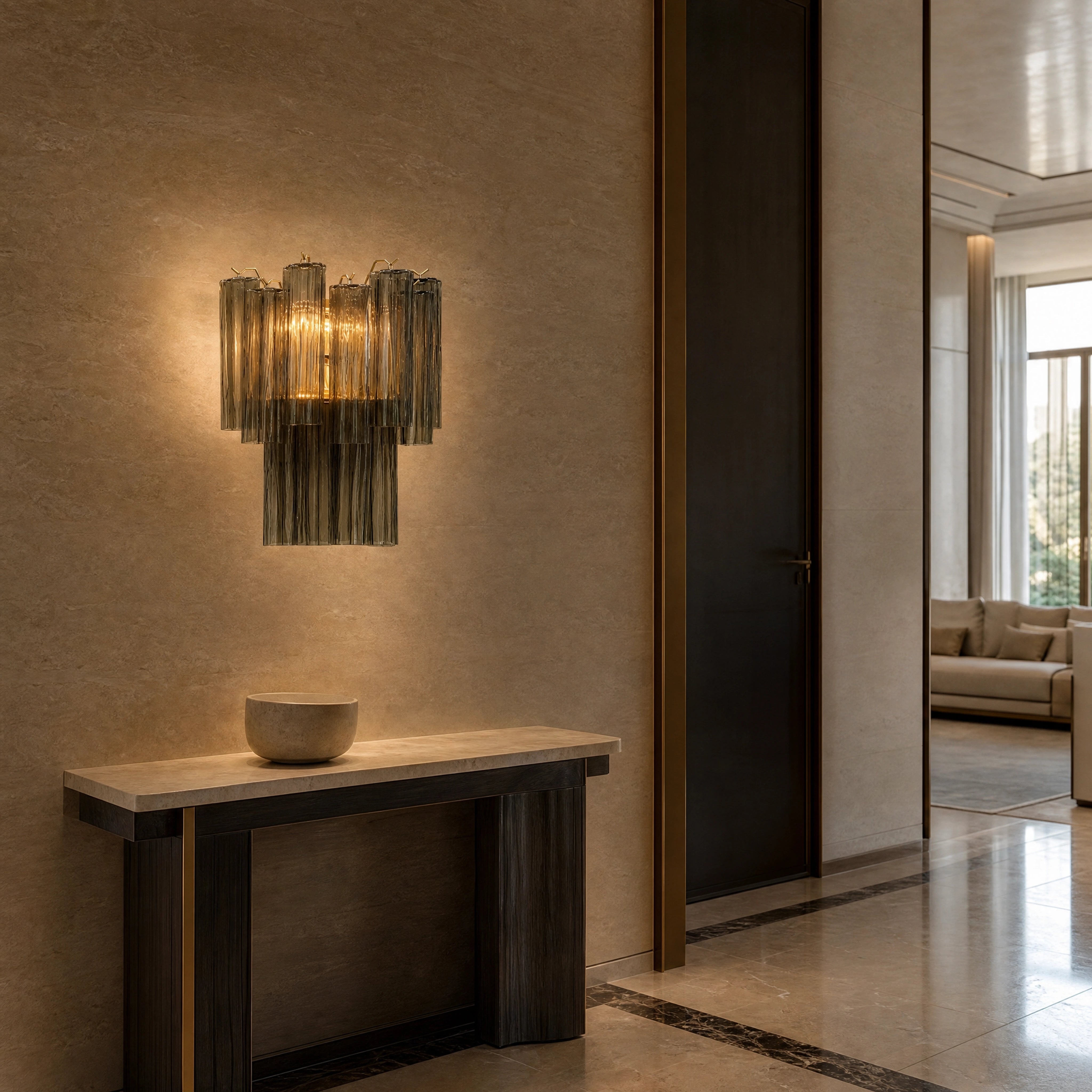 Natalia Tronchi Murano Glass Wall Light UHNW private residence luxury lifestyle image by VORELLI
