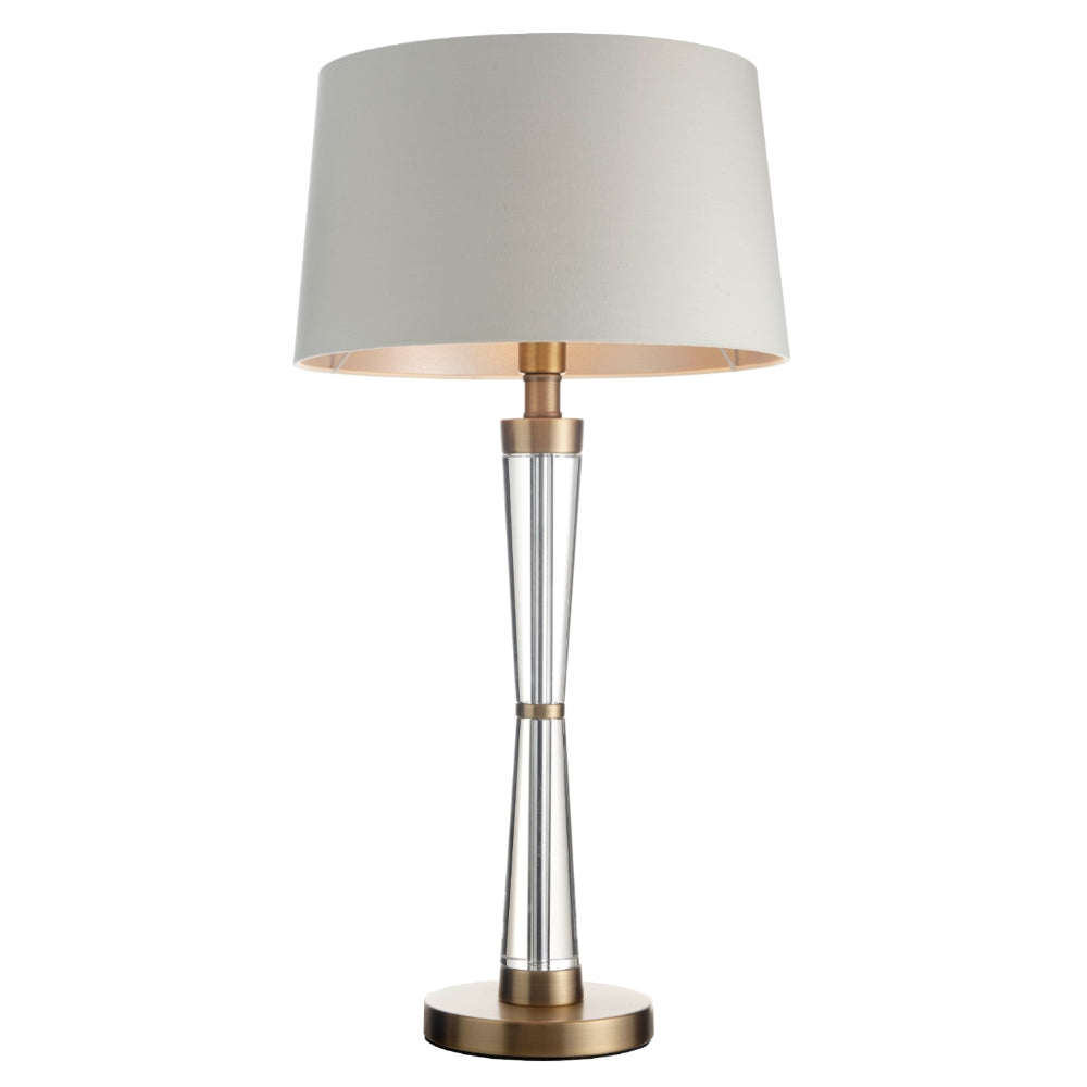 VORELLI® Nellora crystal and antique brass table lamp with off-white shade