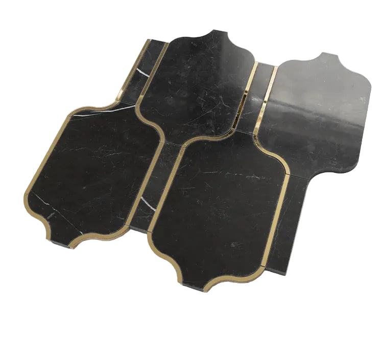 Nero Marquina Waterjet Marble Mosaic luxury black waterjet marble mosaic for premium UK interiors