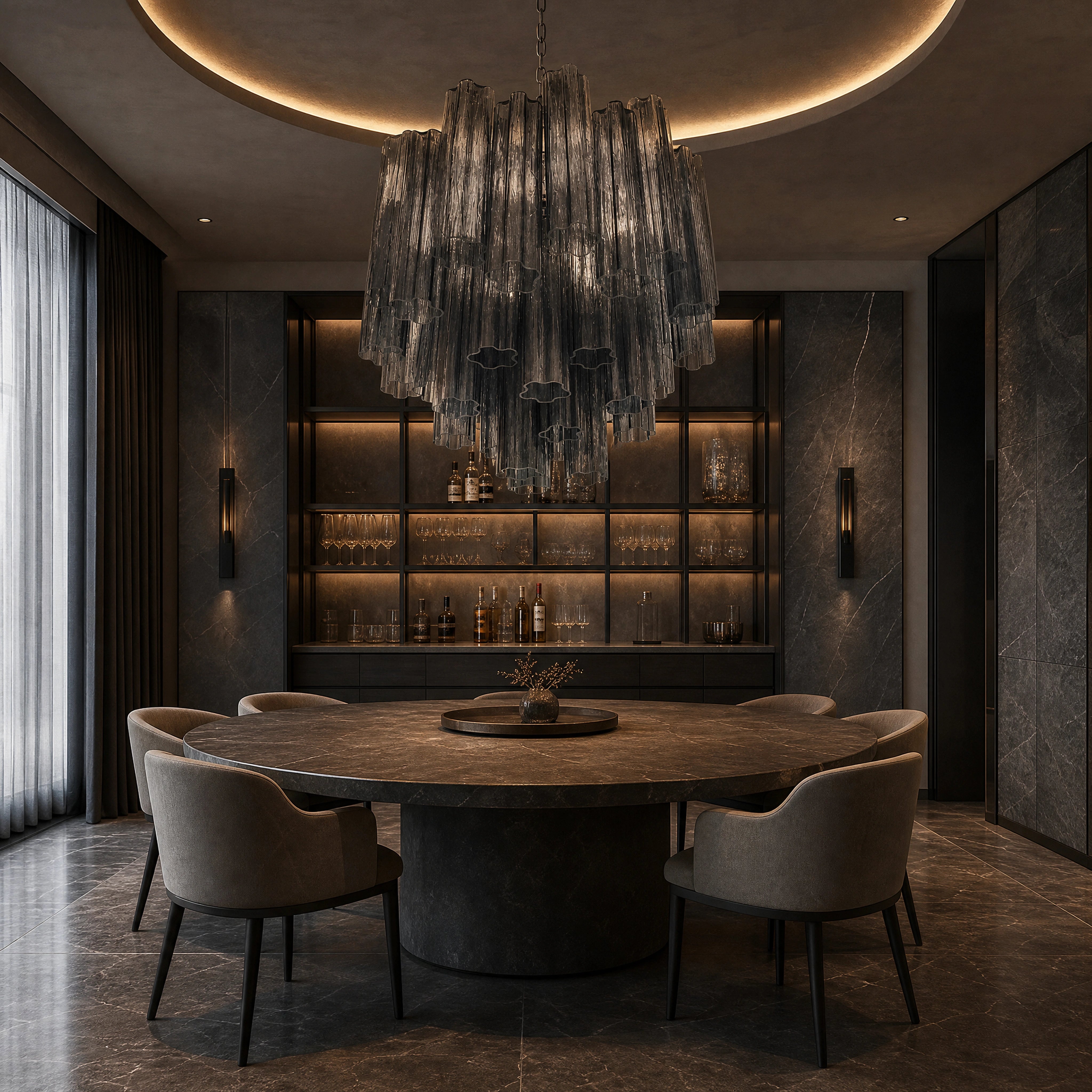 Noemi Tronchi Murano Glass Circular Chandelier luxury hospitality interior lifestyle image by VORELLI